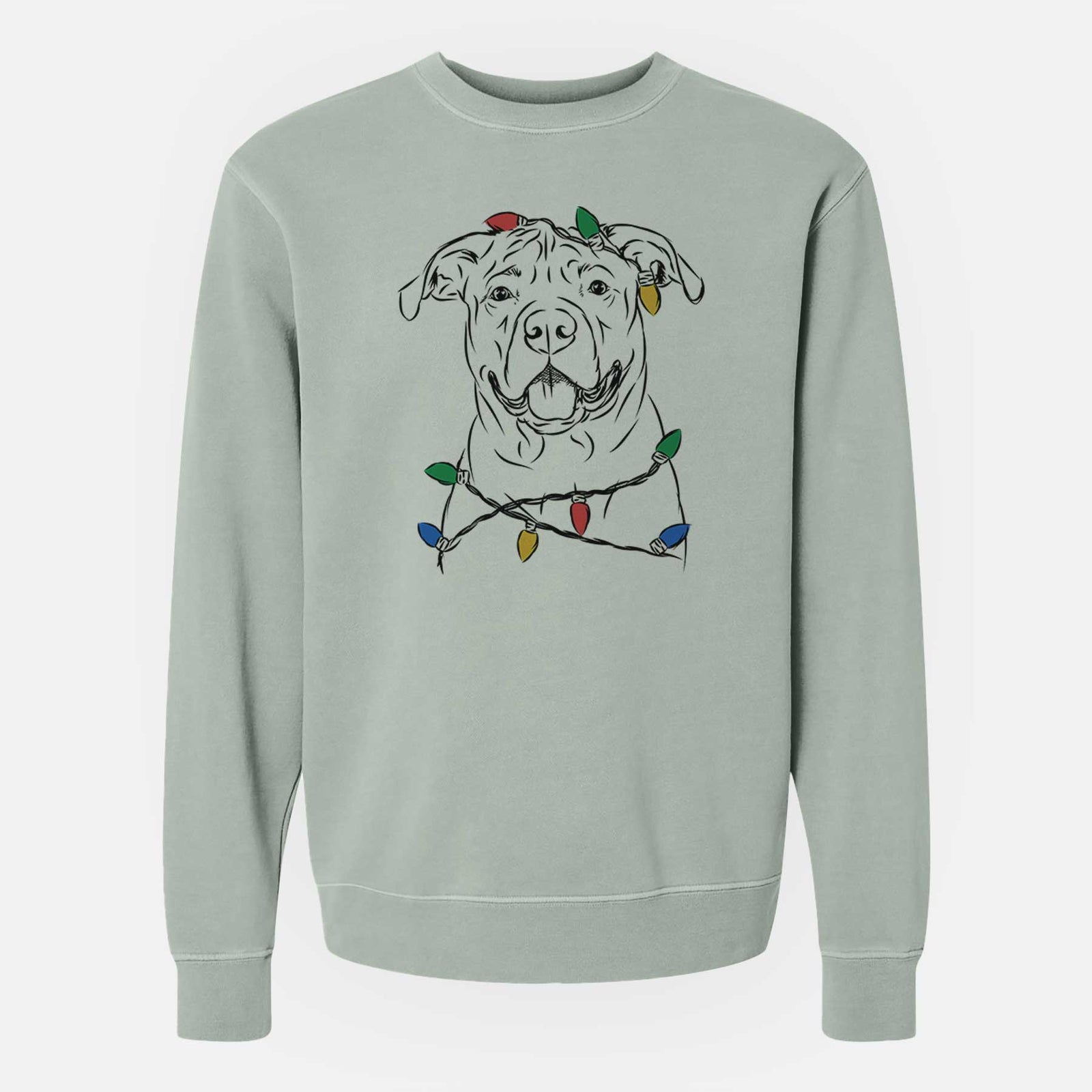 Christmas Lights Timmy the Mixed Breed - Unisex Pigment Dyed Crew Sweatshirt