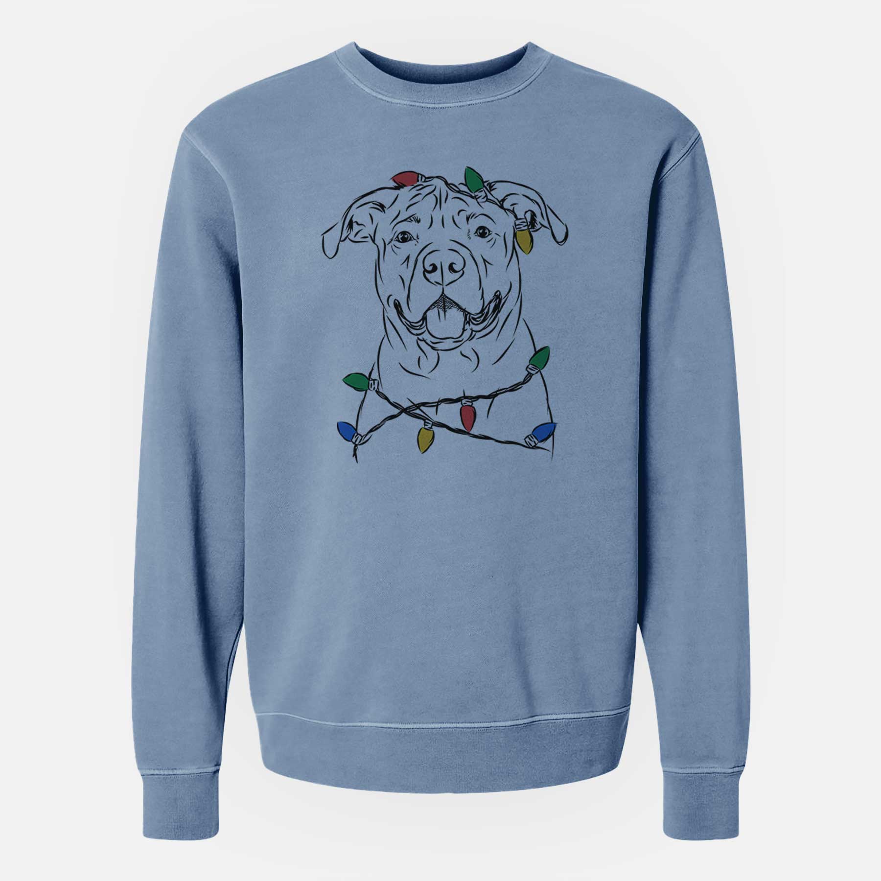 Christmas Lights Timmy the Mixed Breed - Unisex Pigment Dyed Crew Sweatshirt