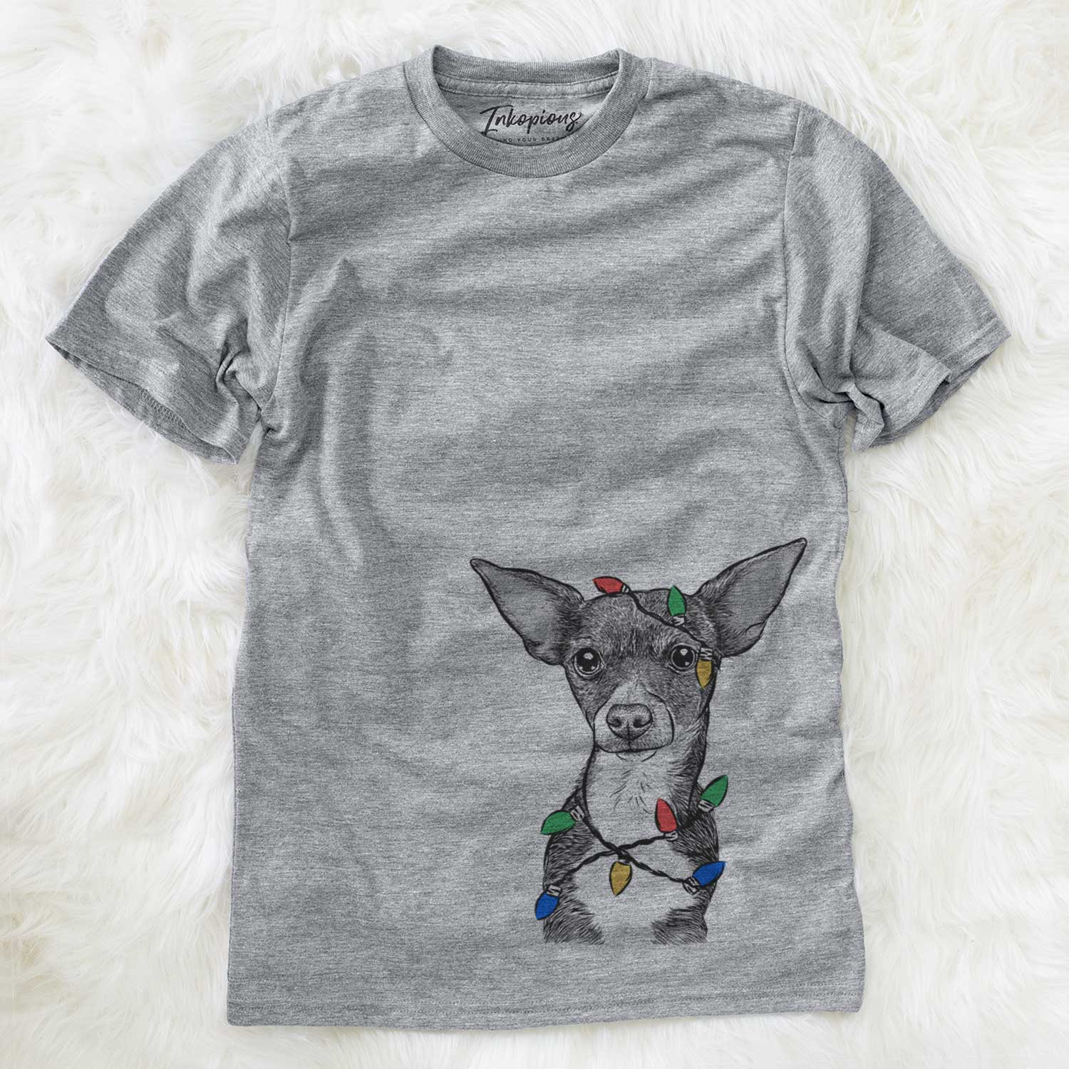 Christmas Lights Tiny Archie the Mixed Breed - Unisex Crewneck