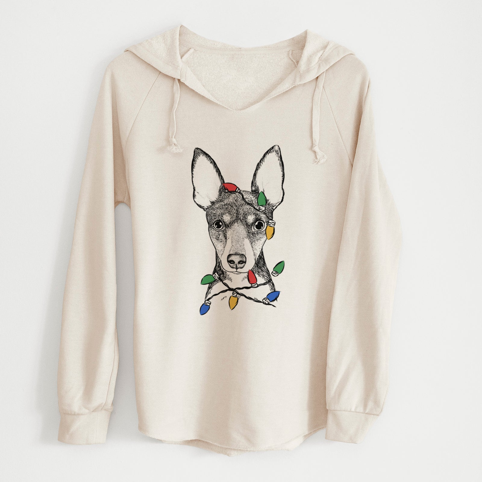Christmas Lights Tiny the Toy Fox Terrier - Cali Wave Hooded Sweatshirt