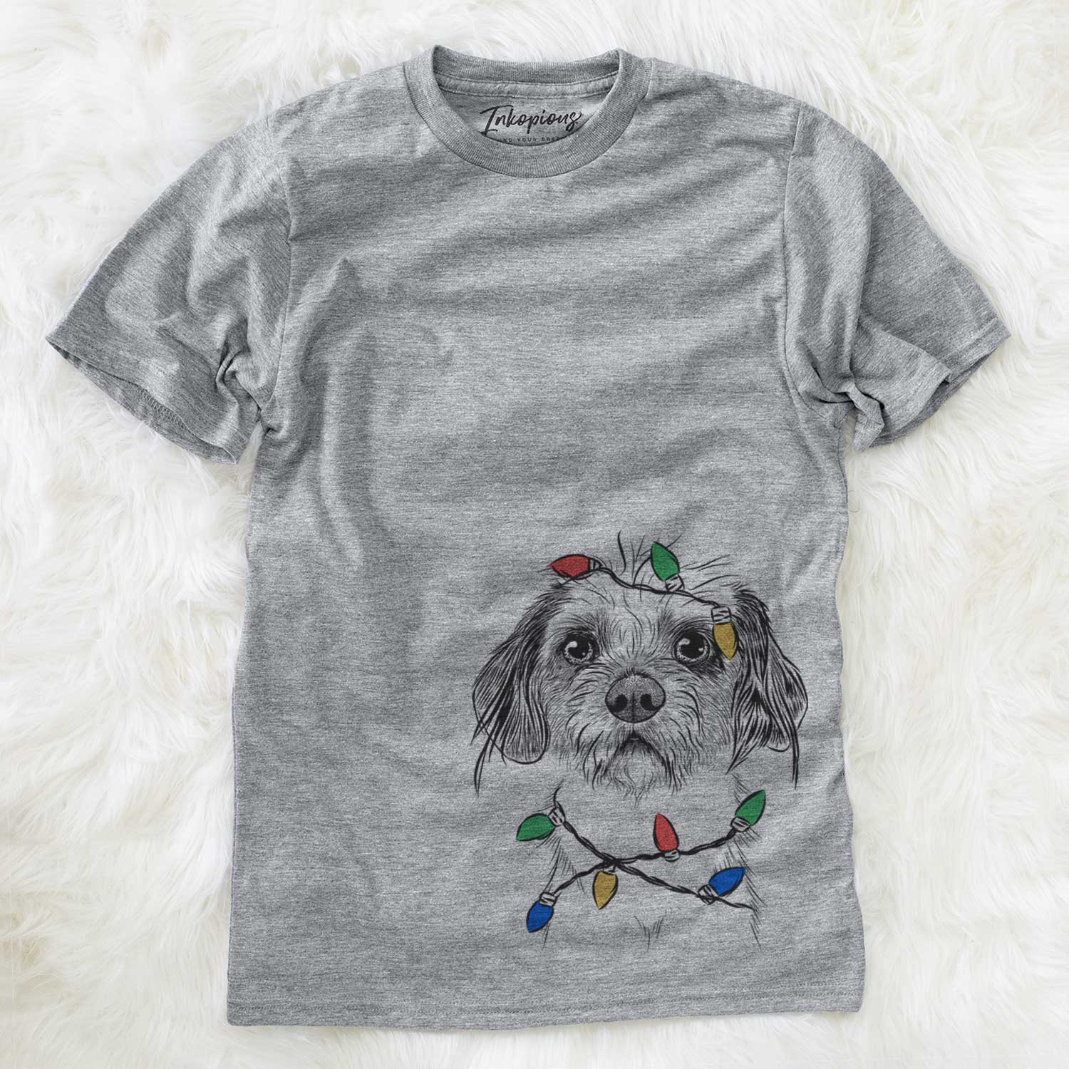 Christmas Lights Tiny Tucker the Mixed Breed - Unisex Crewneck