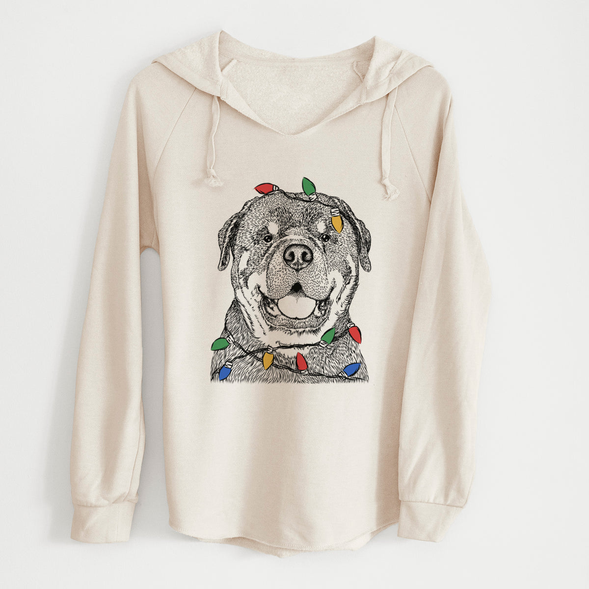Christmas Lights Titan the Rottweiler - Cali Wave Hooded Sweatshirt