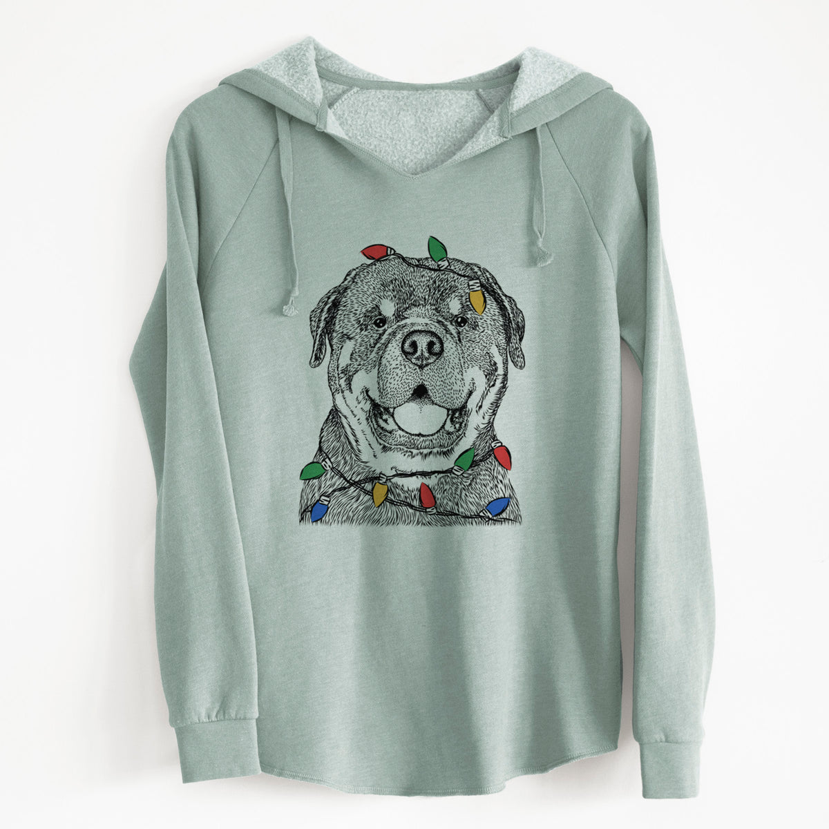 Christmas Lights Titan the Rottweiler - Cali Wave Hooded Sweatshirt