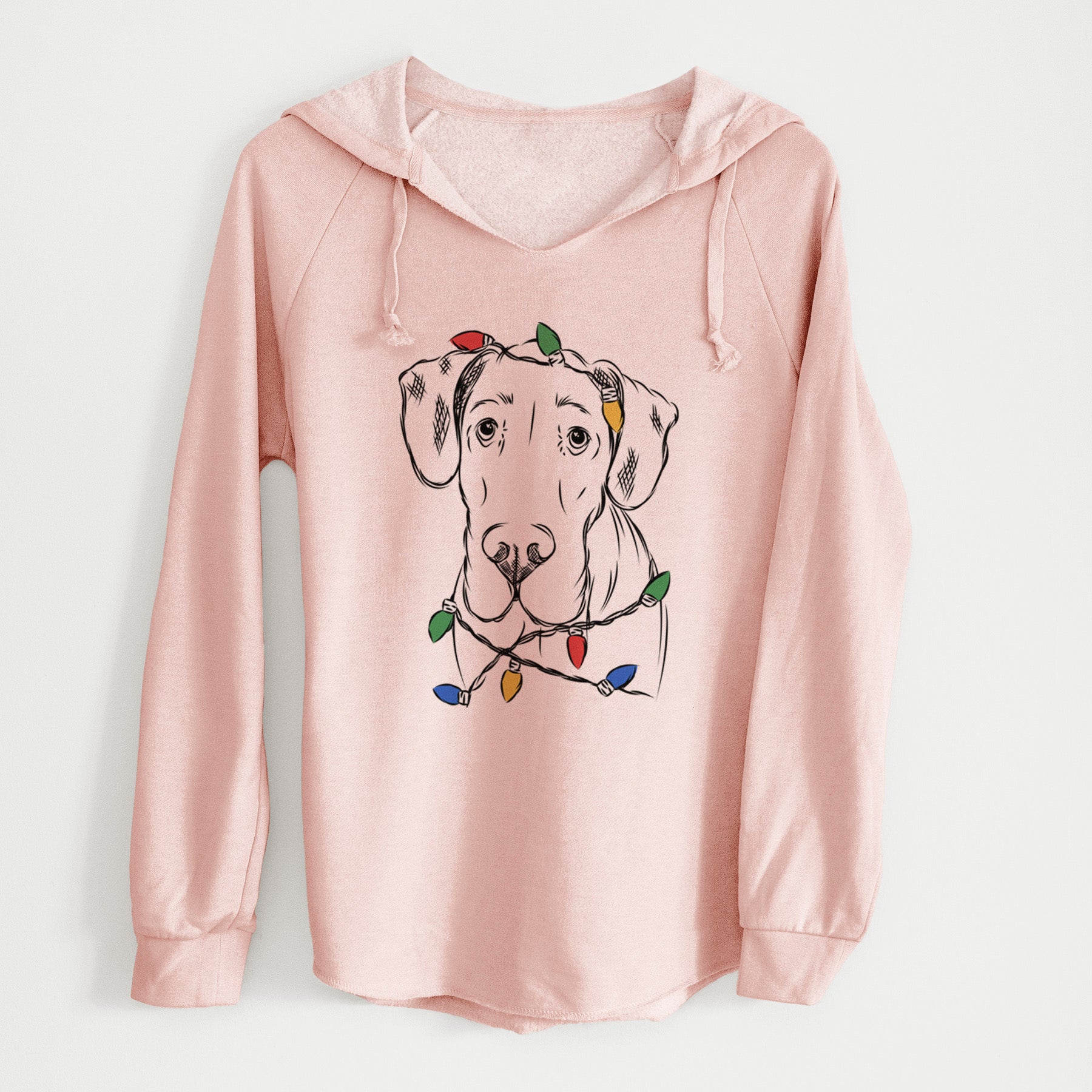 Christmas Lights Titus the Great Dane - Cali Wave Hooded Sweatshirt