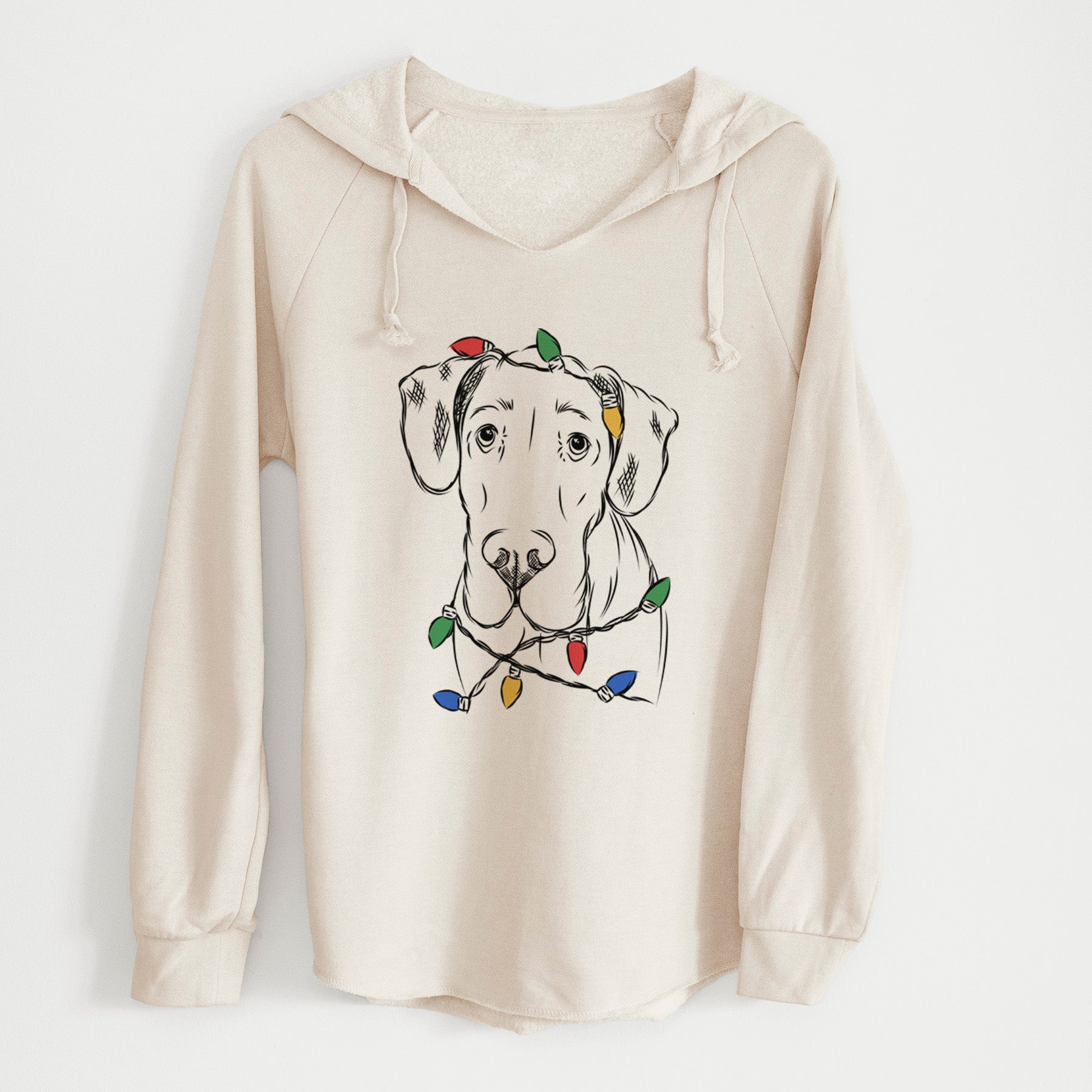 Christmas Lights Titus the Great Dane - Cali Wave Hooded Sweatshirt