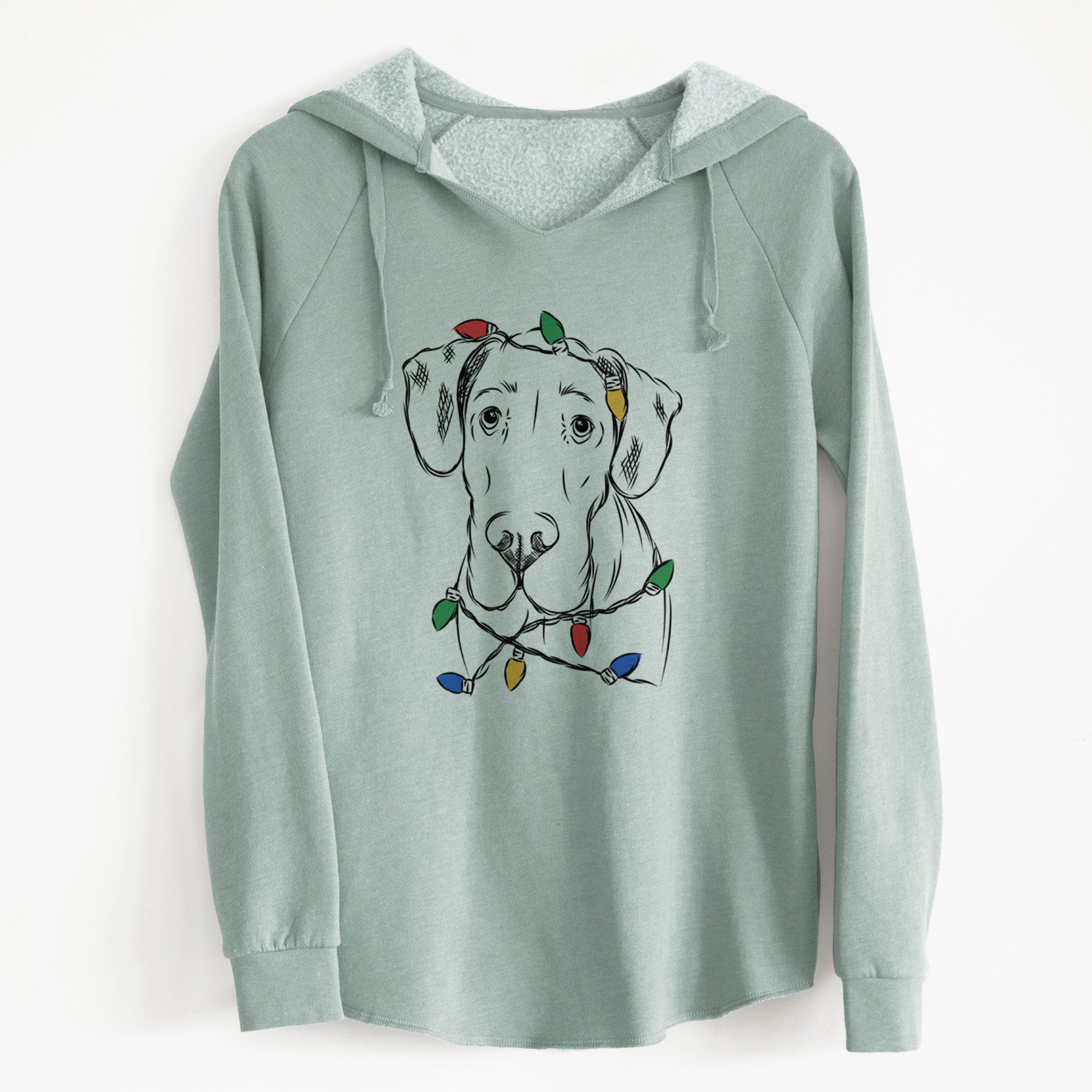 Christmas Lights Titus the Great Dane - Cali Wave Hooded Sweatshirt