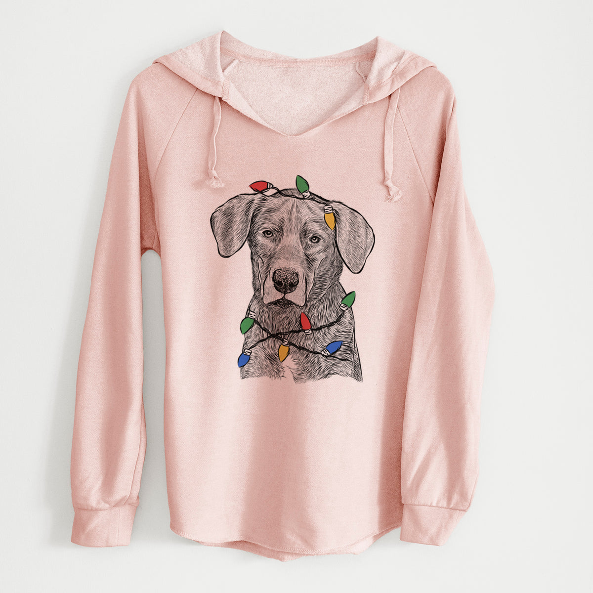 Christmas Lights Tom the Lab Dane Mix - Cali Wave Hooded Sweatshirt