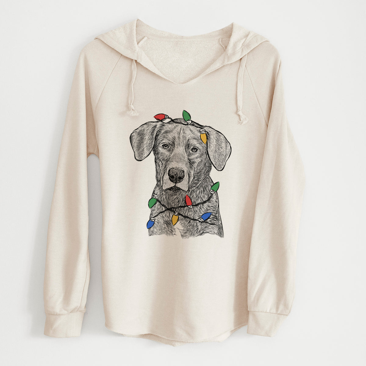 Christmas Lights Tom the Lab Dane Mix - Cali Wave Hooded Sweatshirt