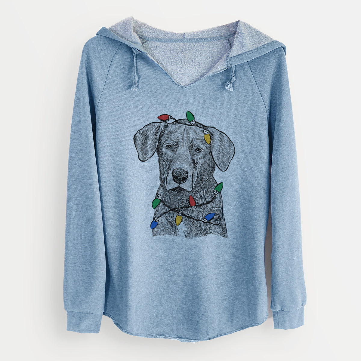 Christmas Lights Tom the Lab Dane Mix - Cali Wave Hooded Sweatshirt
