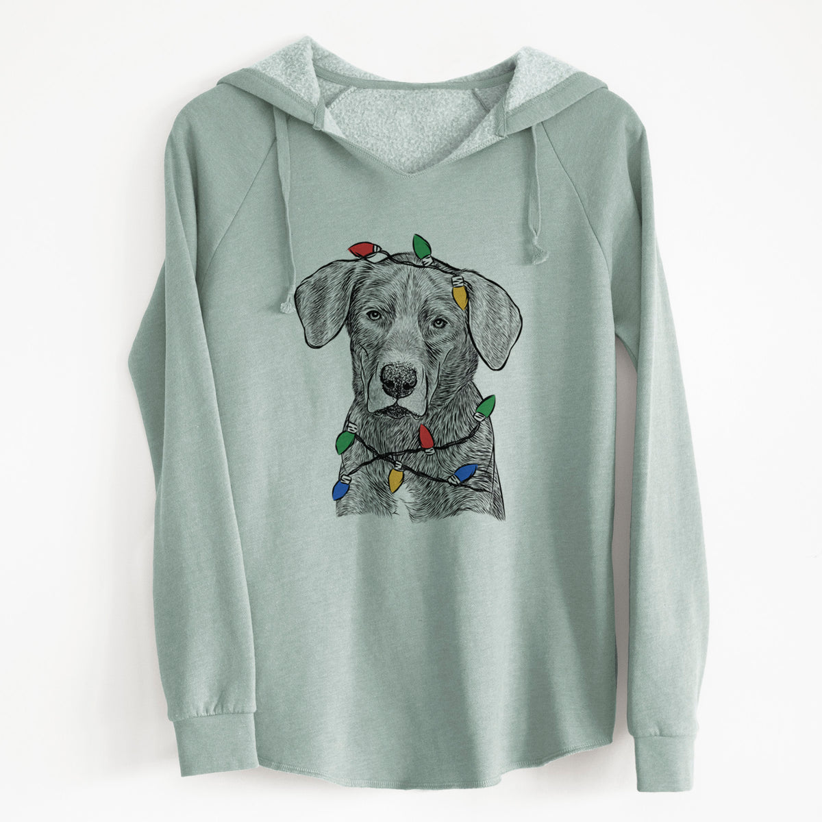 Christmas Lights Tom the Lab Dane Mix - Cali Wave Hooded Sweatshirt
