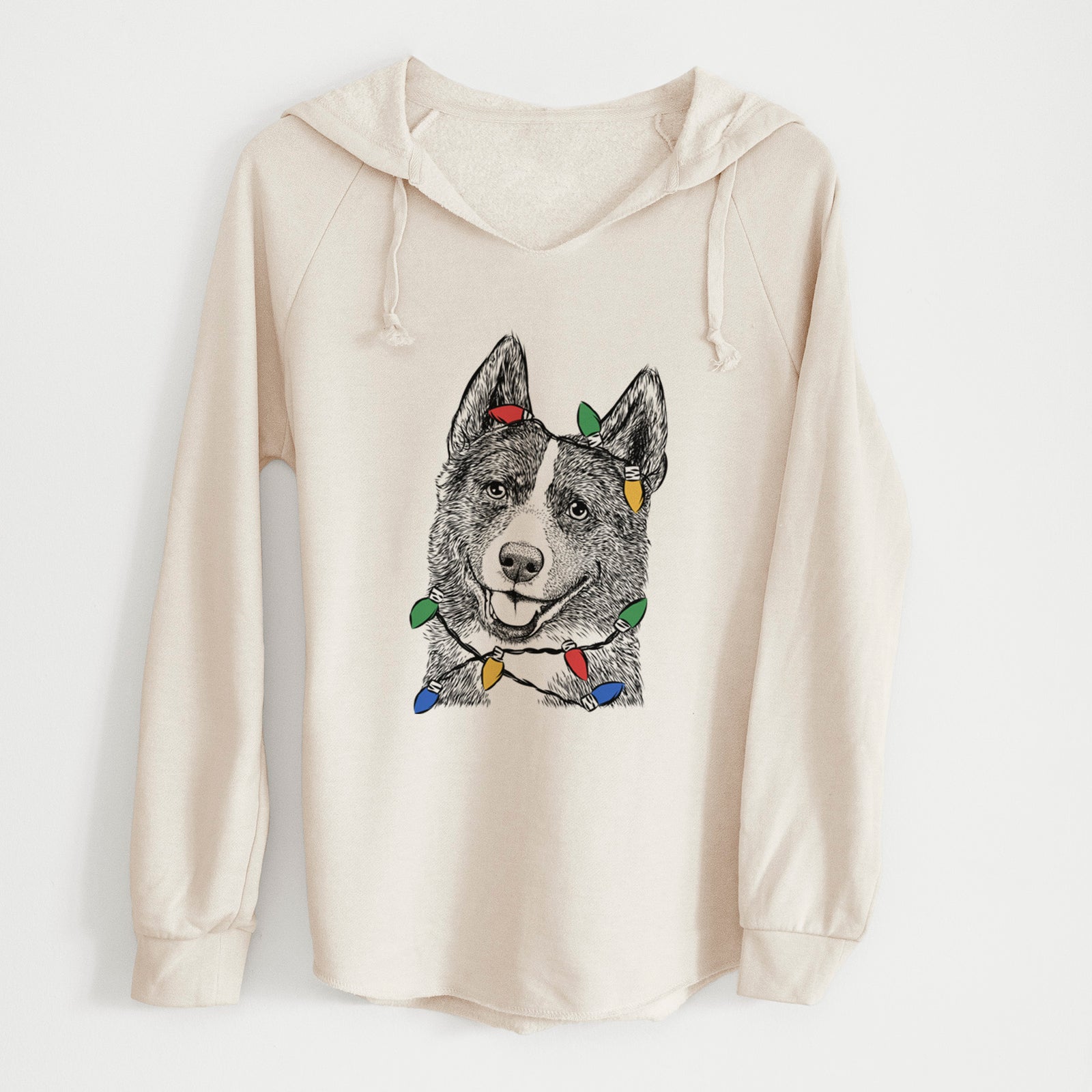 Christmas Lights Tosca the Karelian Bear Dog - Cali Wave Hooded Sweatshirt