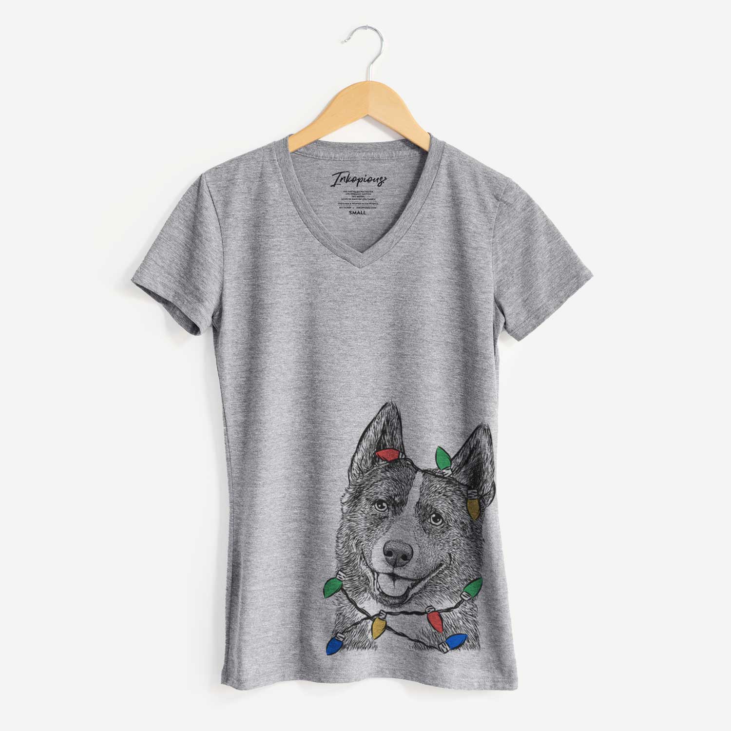 Christmas Lights Tosca the Karelian Bear Dog - Women's V-neck Shirt