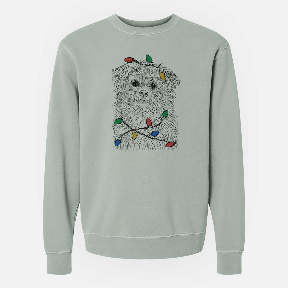 Christmas Lights Trixie the Terrier Mix - Unisex Pigment Dyed Crew Sweatshirt
