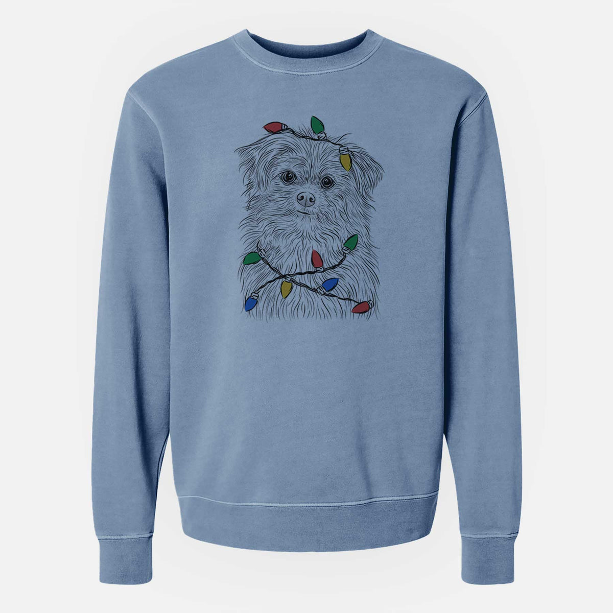 Christmas Lights Trixie the Terrier Mix - Unisex Pigment Dyed Crew Sweatshirt