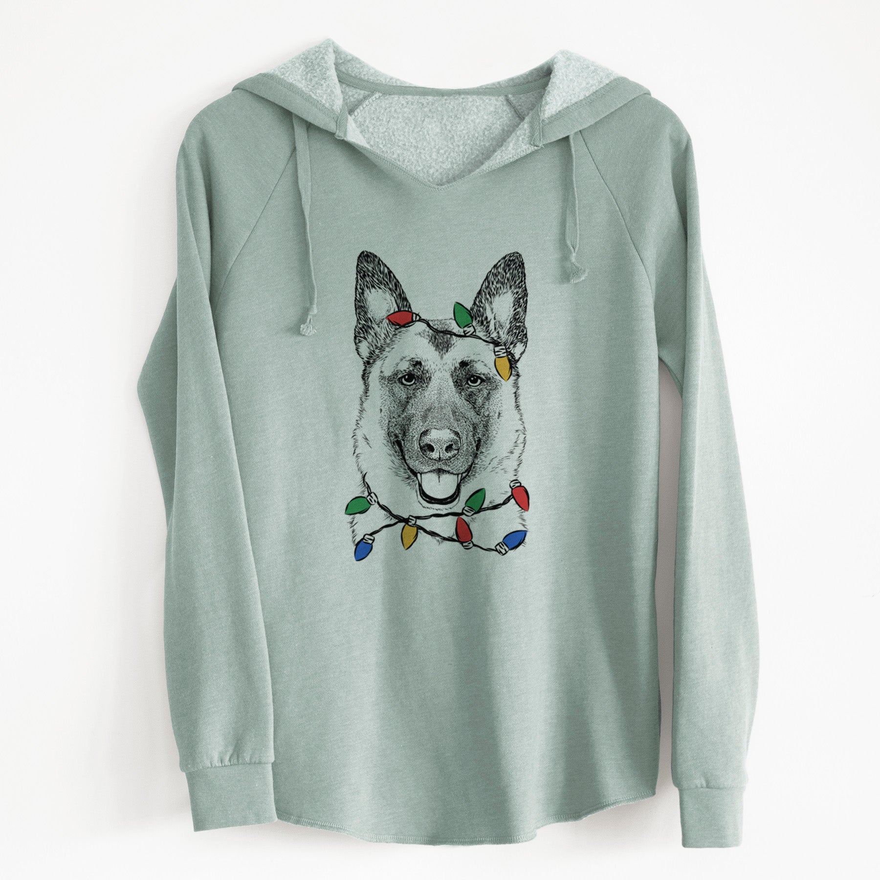 Christmas Lights Trooper the German Shepherd - Cali Wave Hooded Sweatshirt