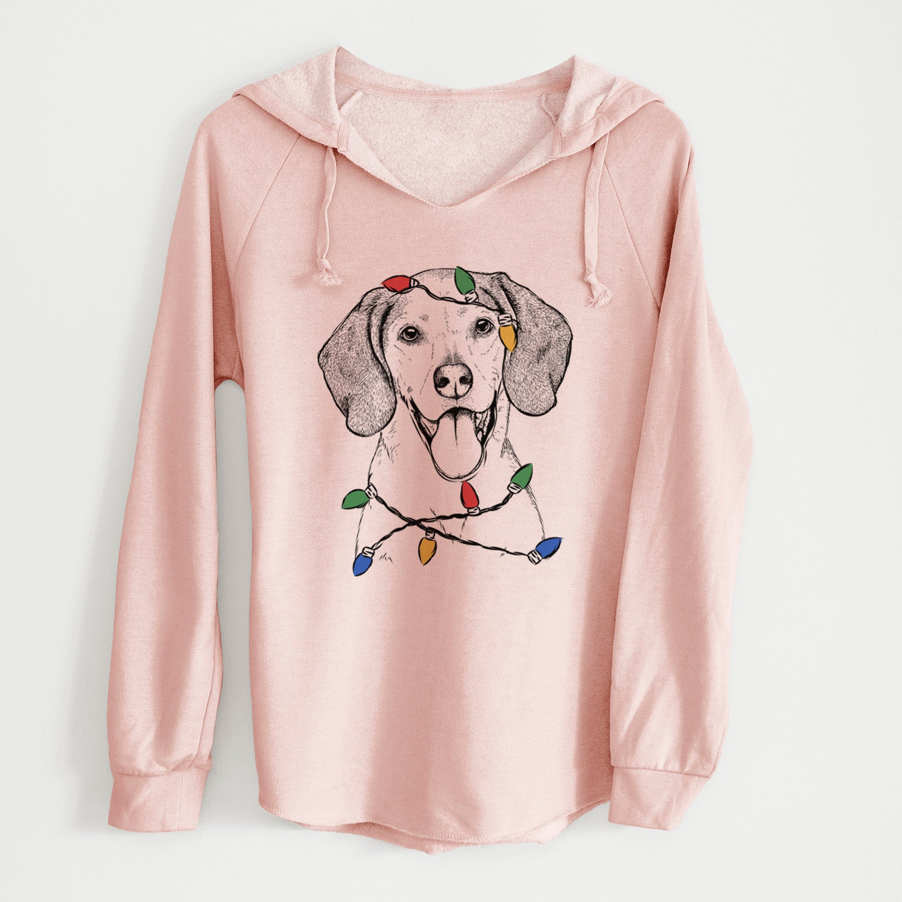 Christmas Lights Trooper the Hound Mix - Cali Wave Hooded Sweatshirt