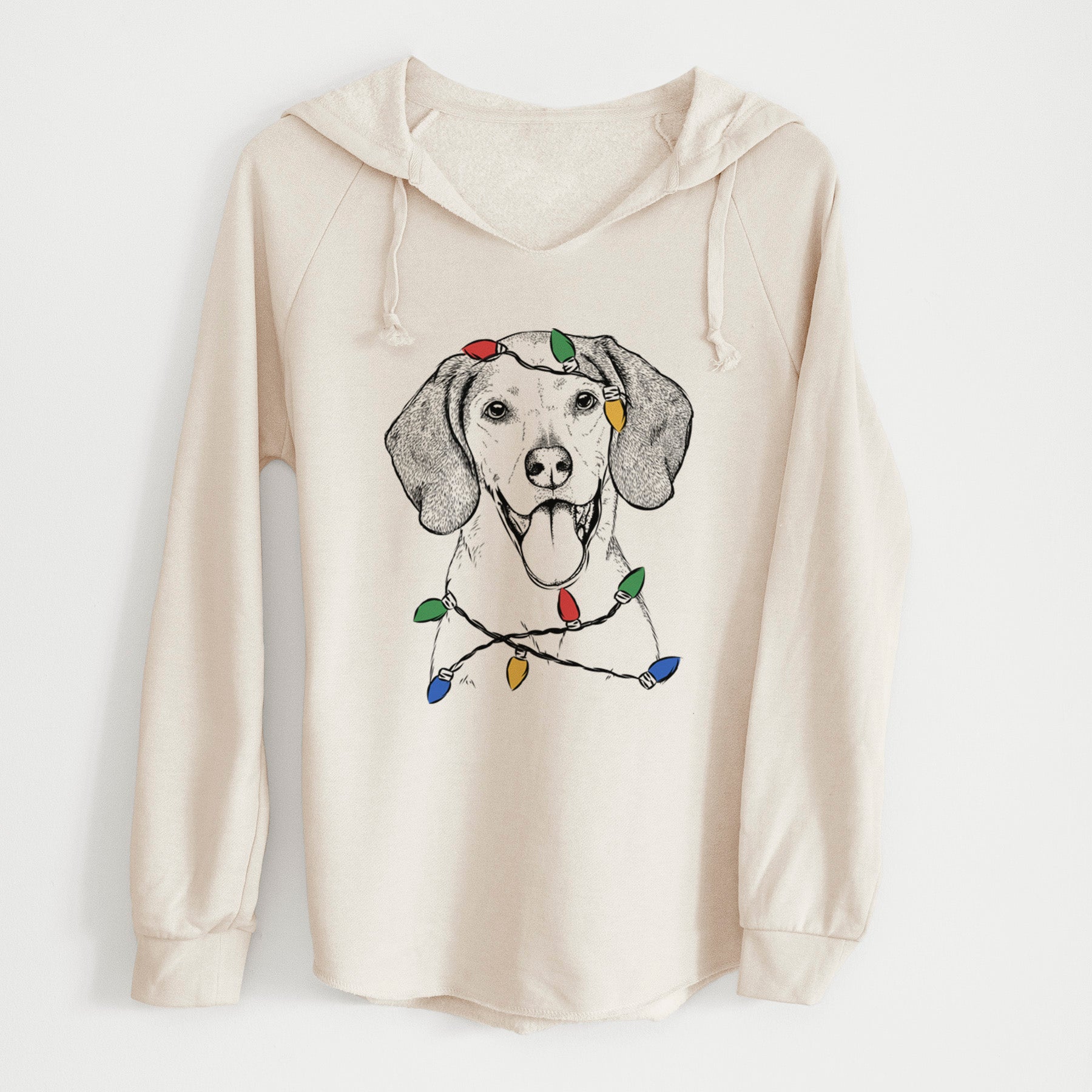 Christmas Lights Trooper the Hound Mix - Cali Wave Hooded Sweatshirt