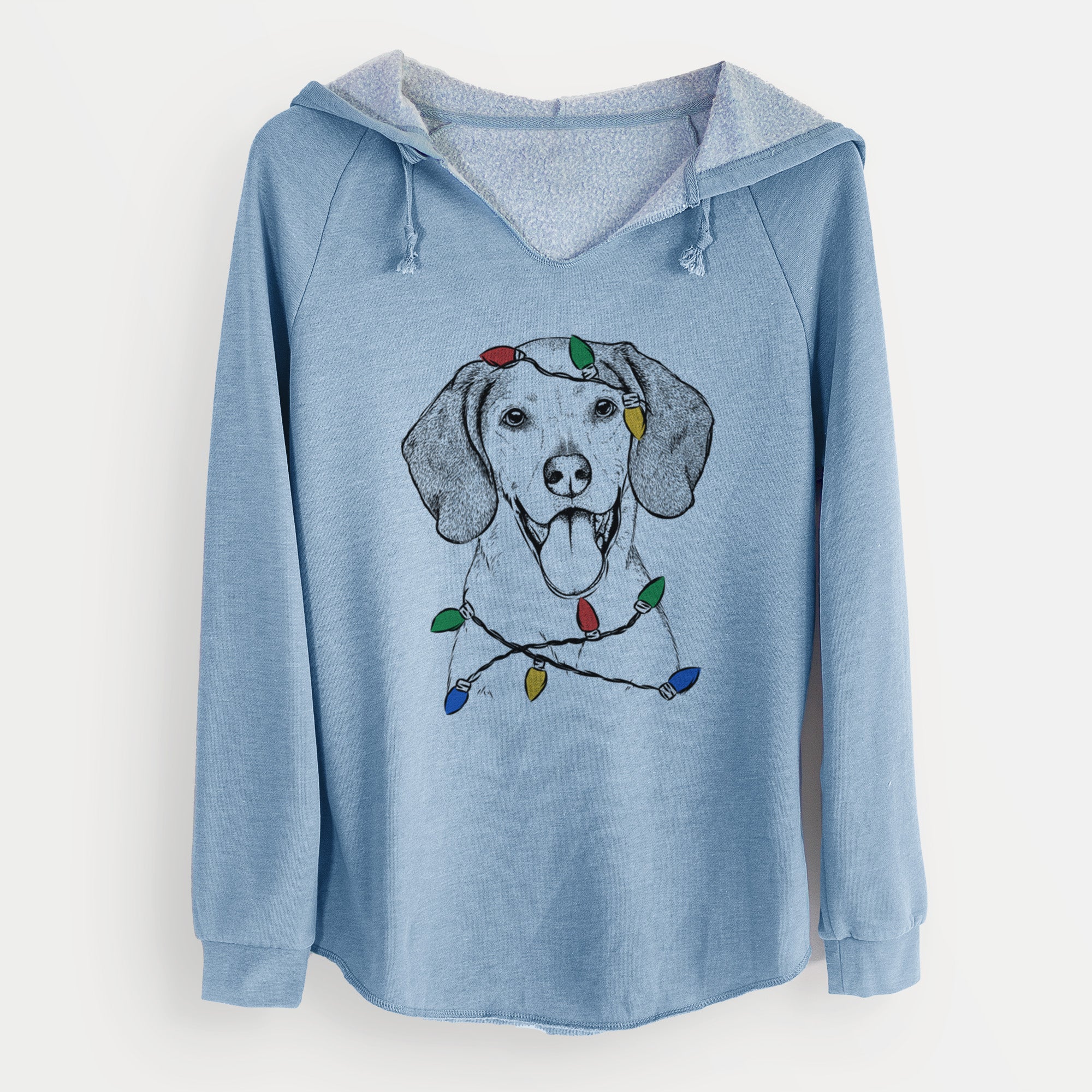 Christmas Lights Trooper the Hound Mix - Cali Wave Hooded Sweatshirt