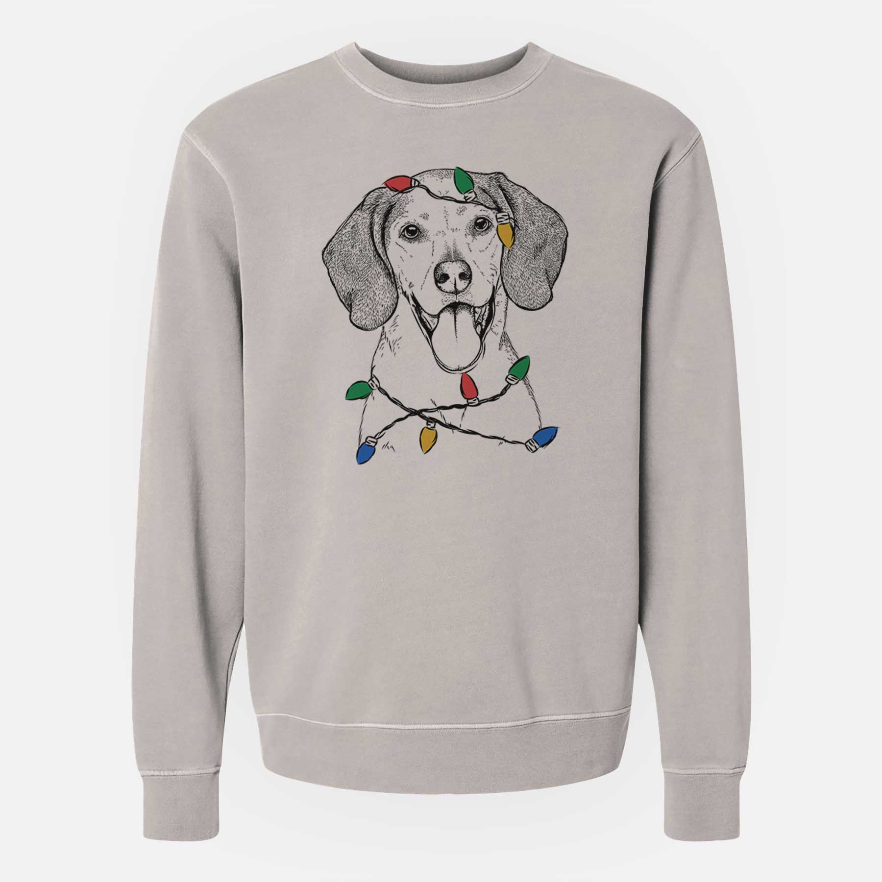 Christmas Lights Trooper the Hound Mix - Unisex Pigment Dyed Crew Sweatshirt