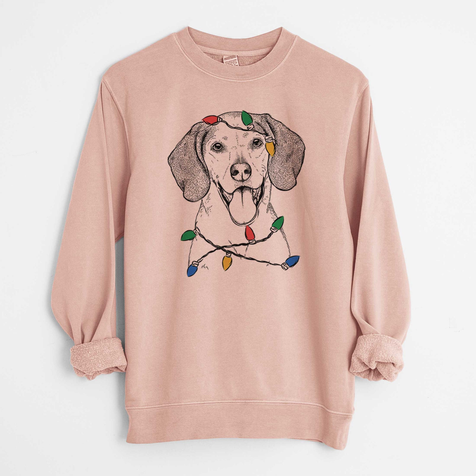 Christmas Lights Trooper the Hound Mix - Unisex Pigment Dyed Crew Sweatshirt