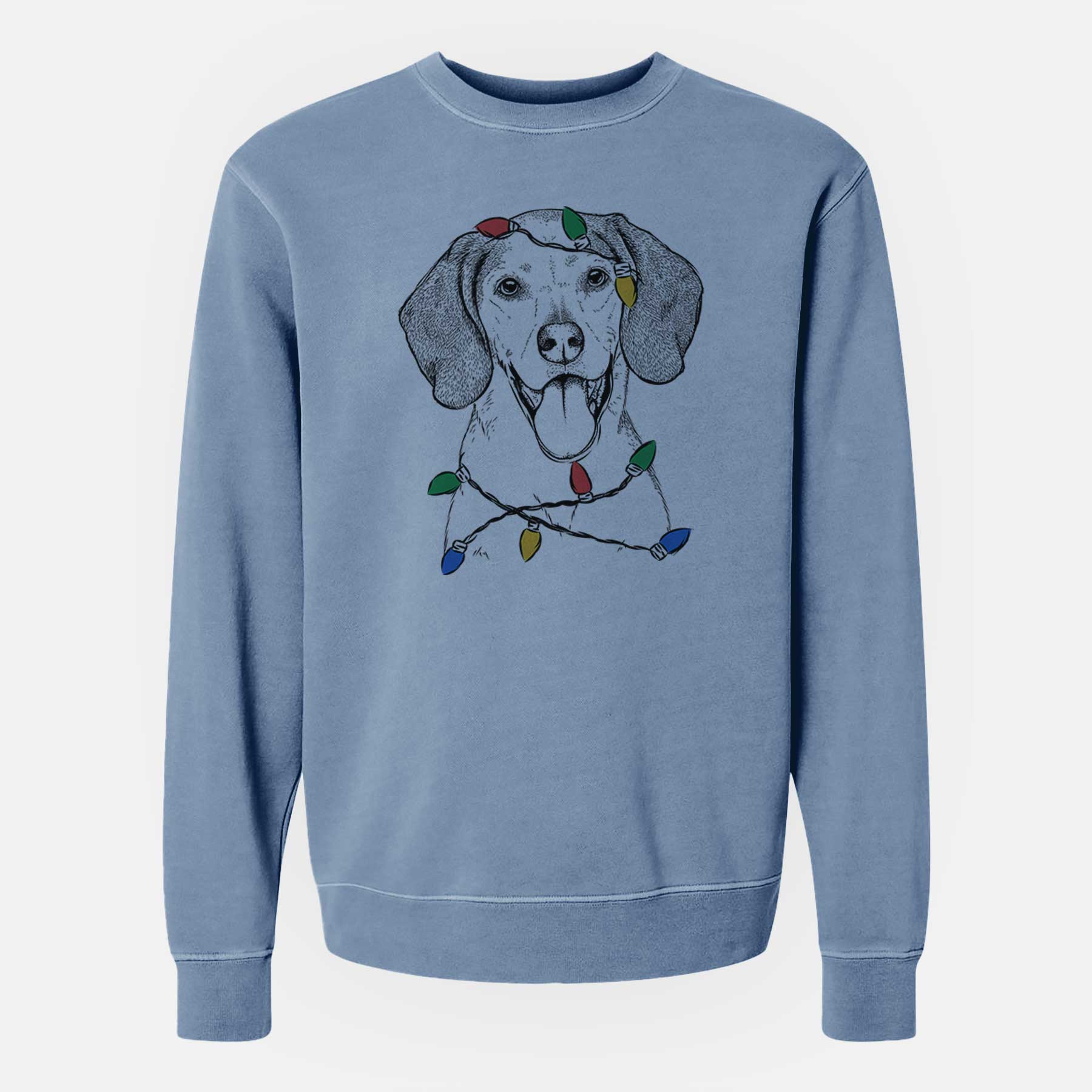 Christmas Lights Trooper the Hound Mix - Unisex Pigment Dyed Crew Sweatshirt