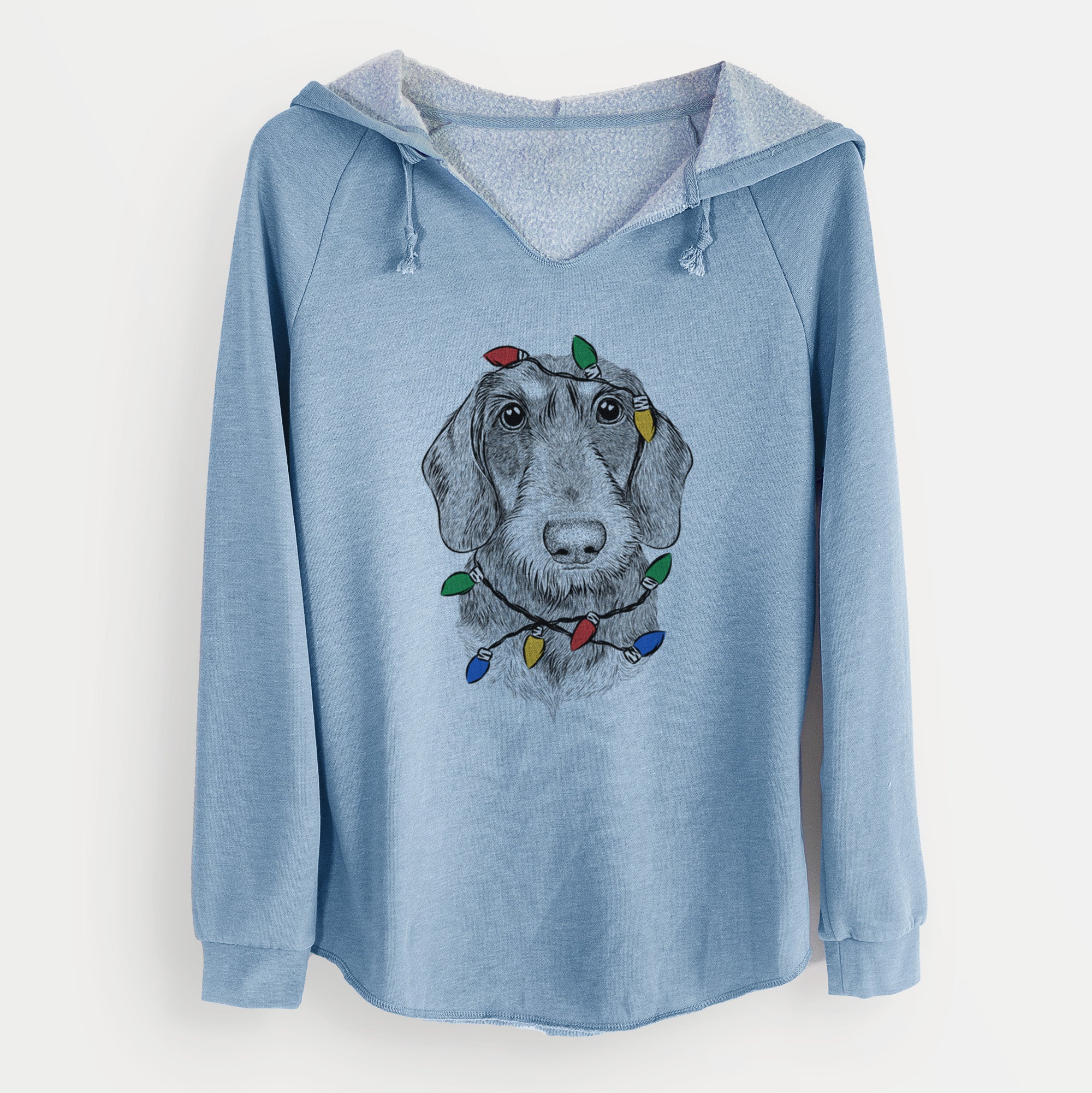 Christmas Lights Truman the Wirehaired Dachshund - Cali Wave Hooded Sweatshirt