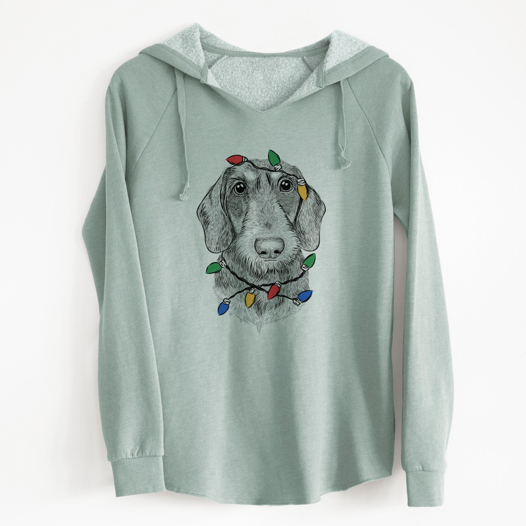 Christmas Lights Truman the Wirehaired Dachshund - Cali Wave Hooded Sweatshirt