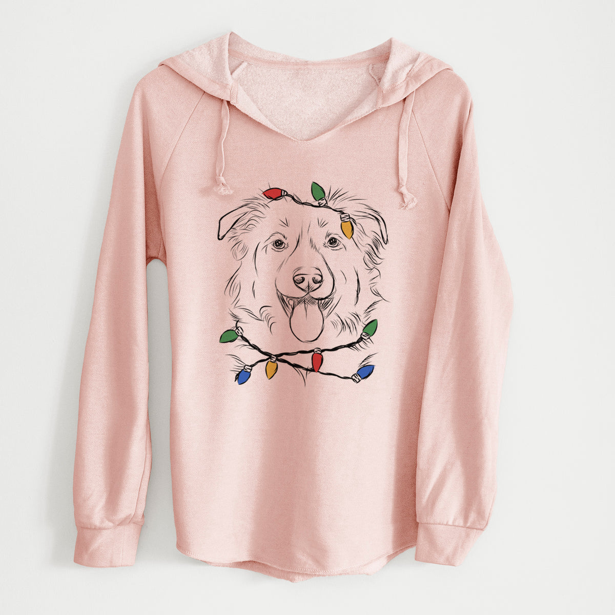 Christmas Lights Tucker the Collie Shepherd - Cali Wave Hooded Sweatshirt