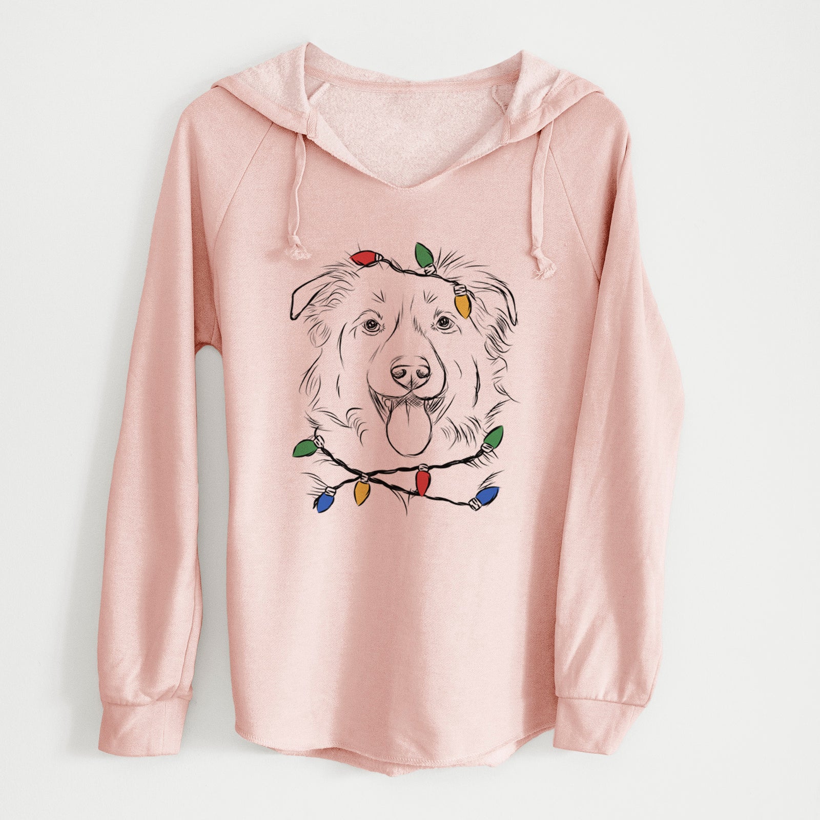 Christmas Lights Tucker the Collie Shepherd - Cali Wave Hooded Sweatshirt