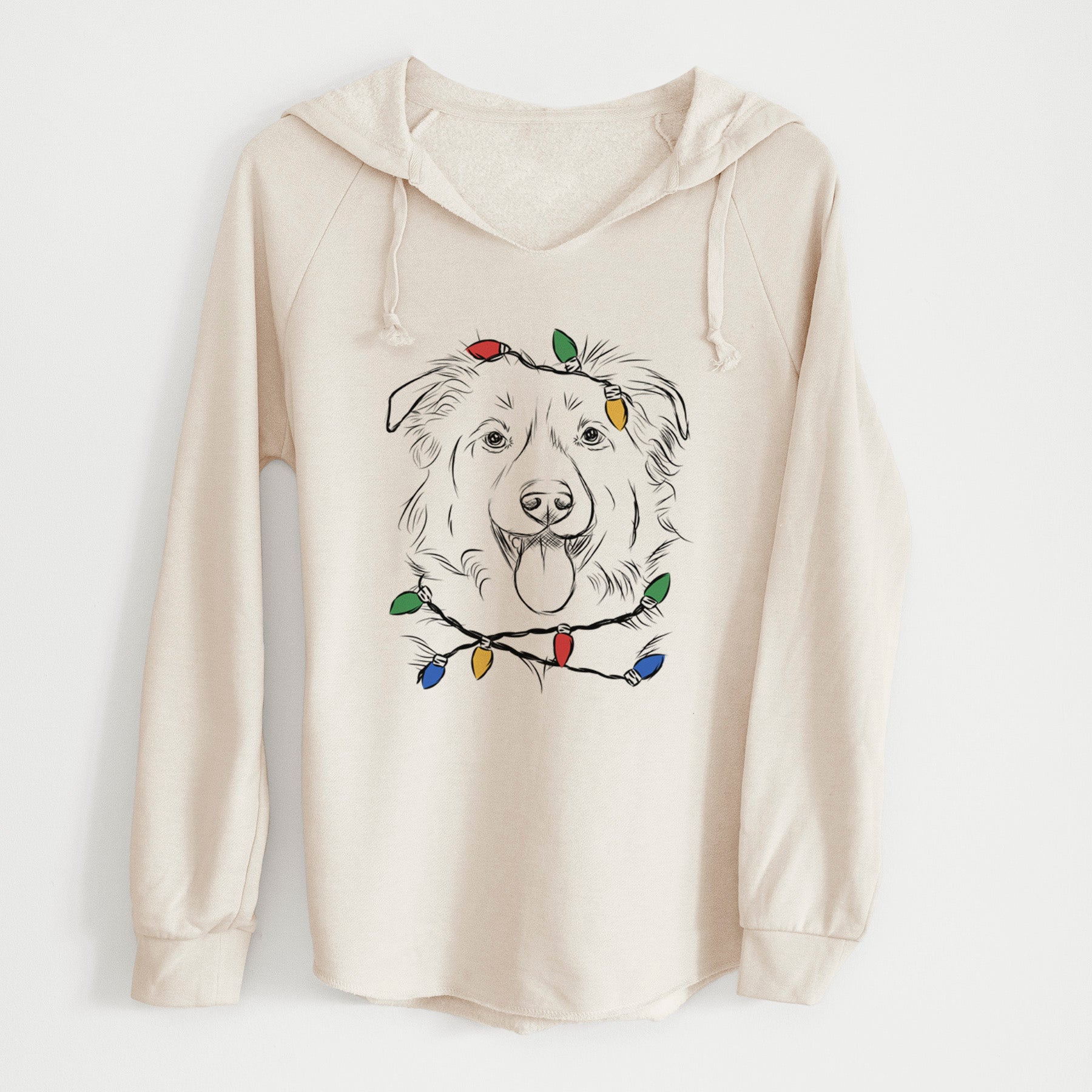 Christmas Lights Tucker the Collie Shepherd - Cali Wave Hooded Sweatshirt