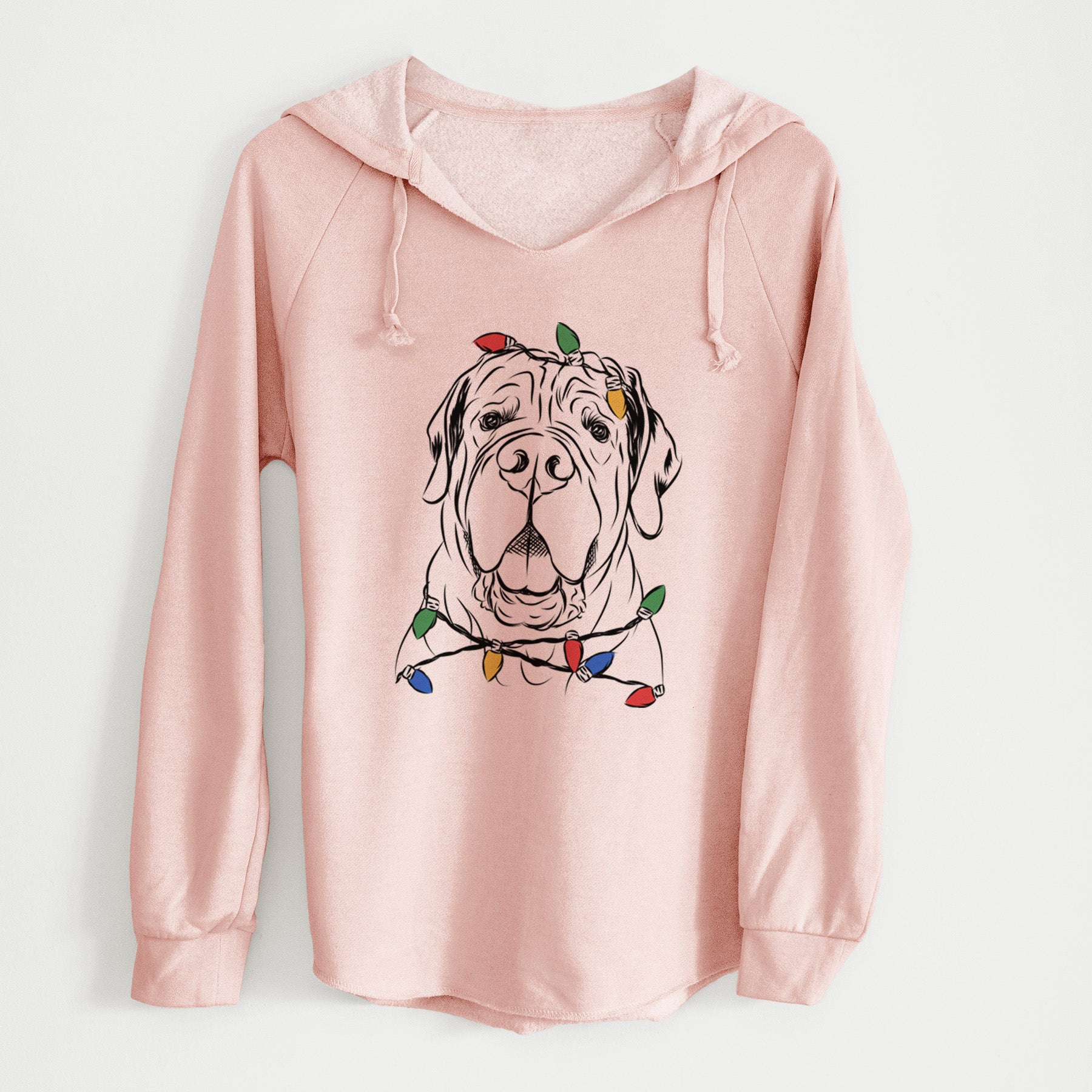 Christmas Lights Tufton the English Mastiff - Cali Wave Hooded Sweatshirt