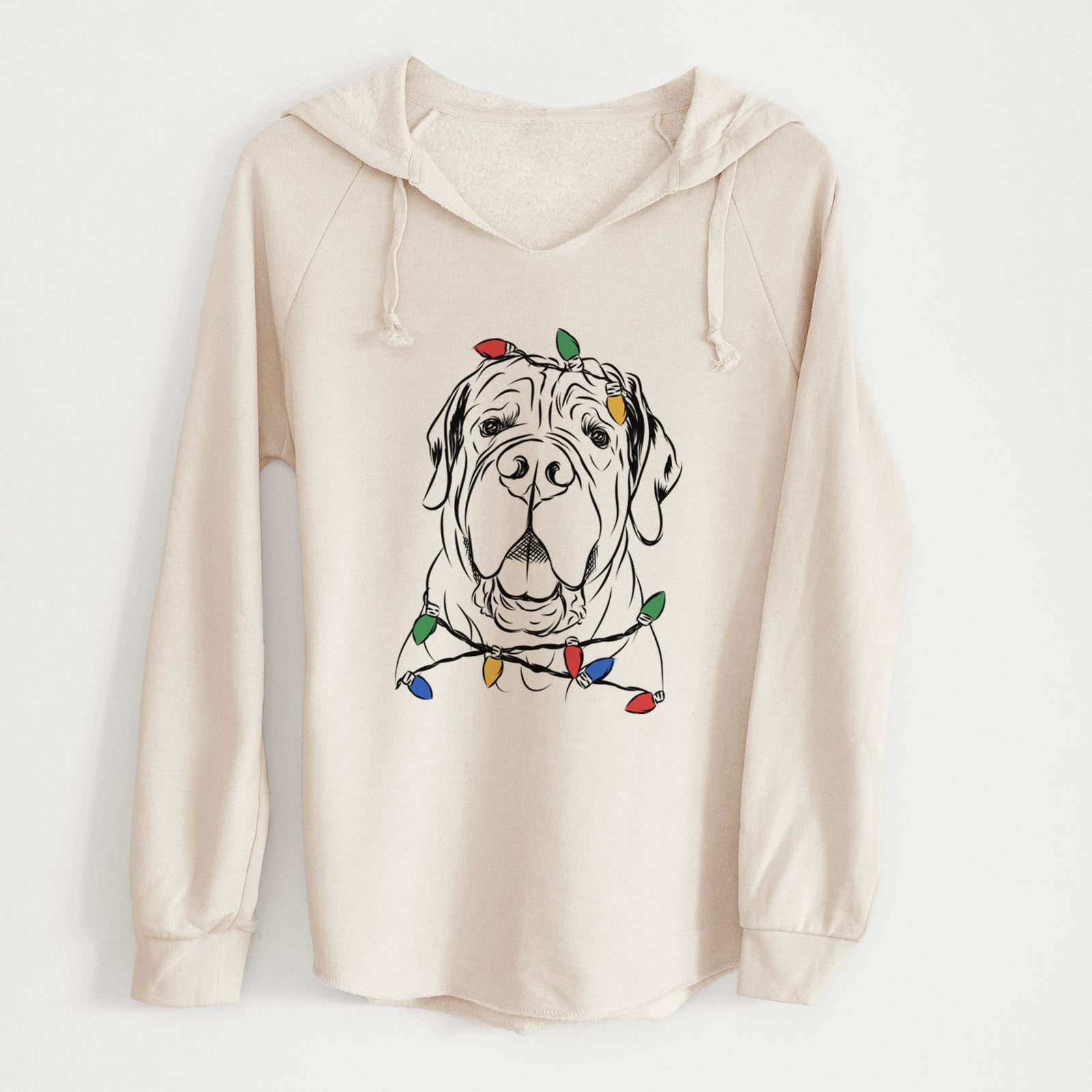 Christmas Lights Tufton the English Mastiff - Cali Wave Hooded Sweatshirt
