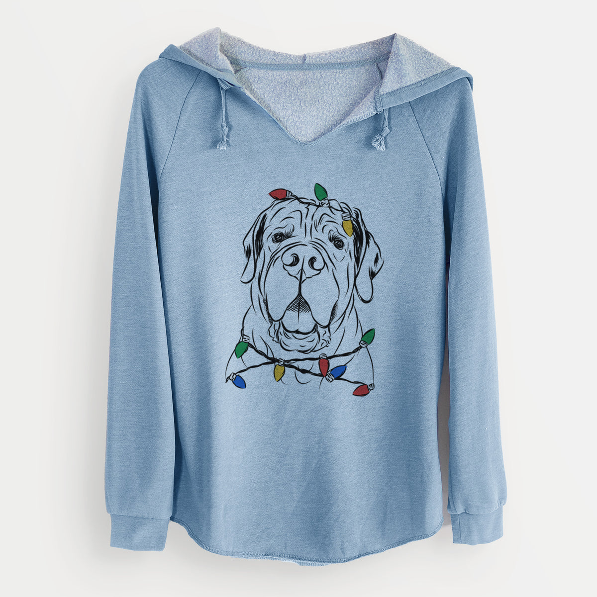 Christmas Lights Tufton the English Mastiff - Cali Wave Hooded Sweatshirt