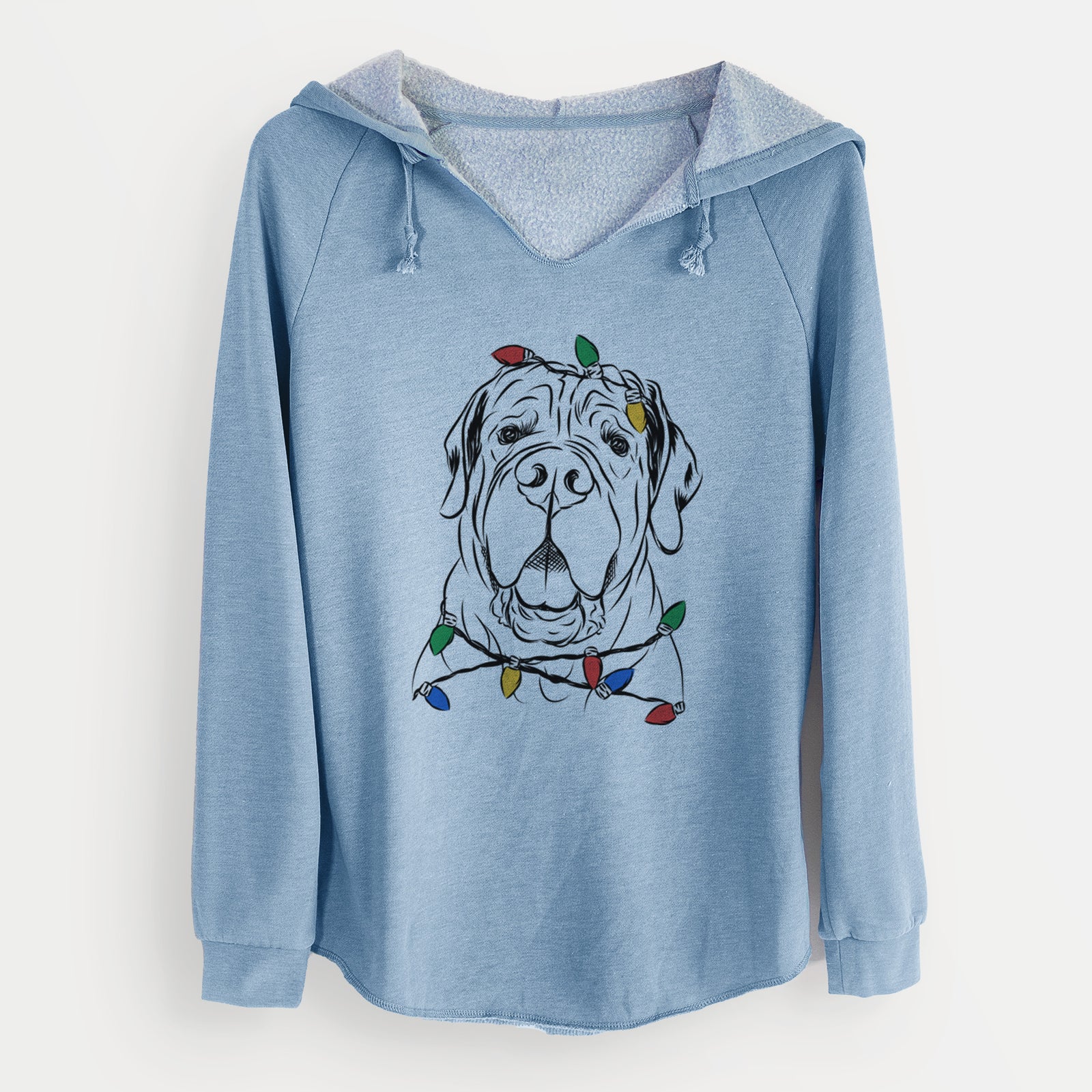 Christmas Lights Tufton the English Mastiff - Cali Wave Hooded Sweatshirt