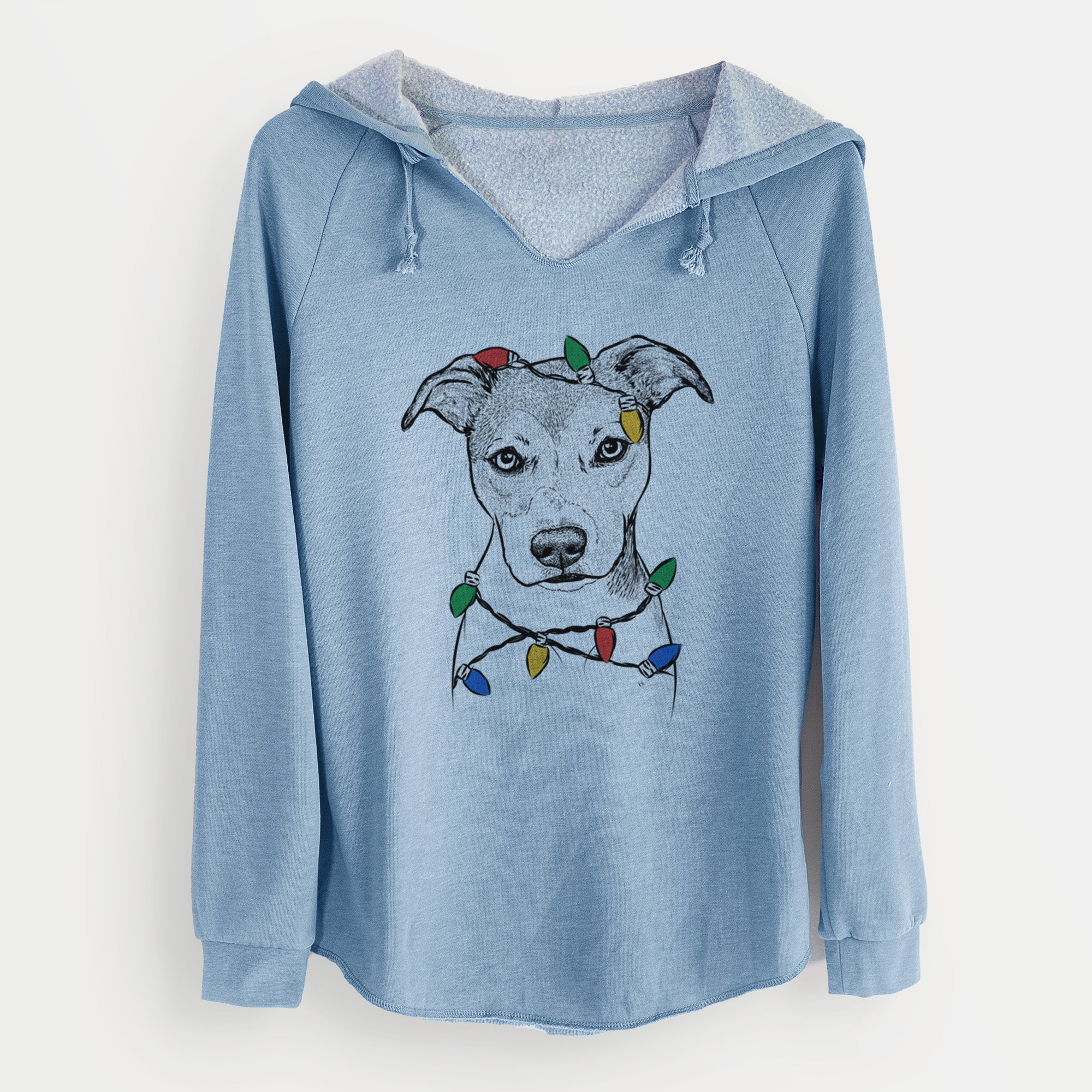 Christmas Lights Tula the American Staffordshire Terrier Heeler Mix - Cali Wave Hooded Sweatshirt