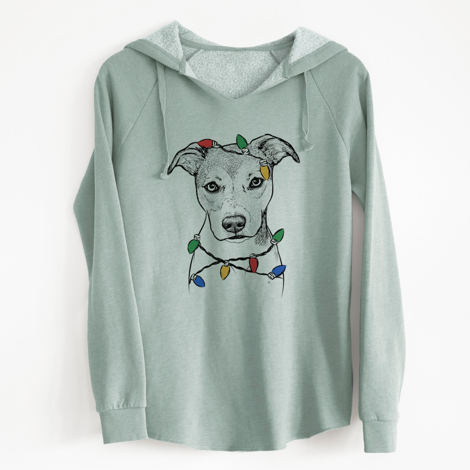 Christmas Lights Tula the American Staffordshire Terrier Heeler Mix - Cali Wave Hooded Sweatshirt