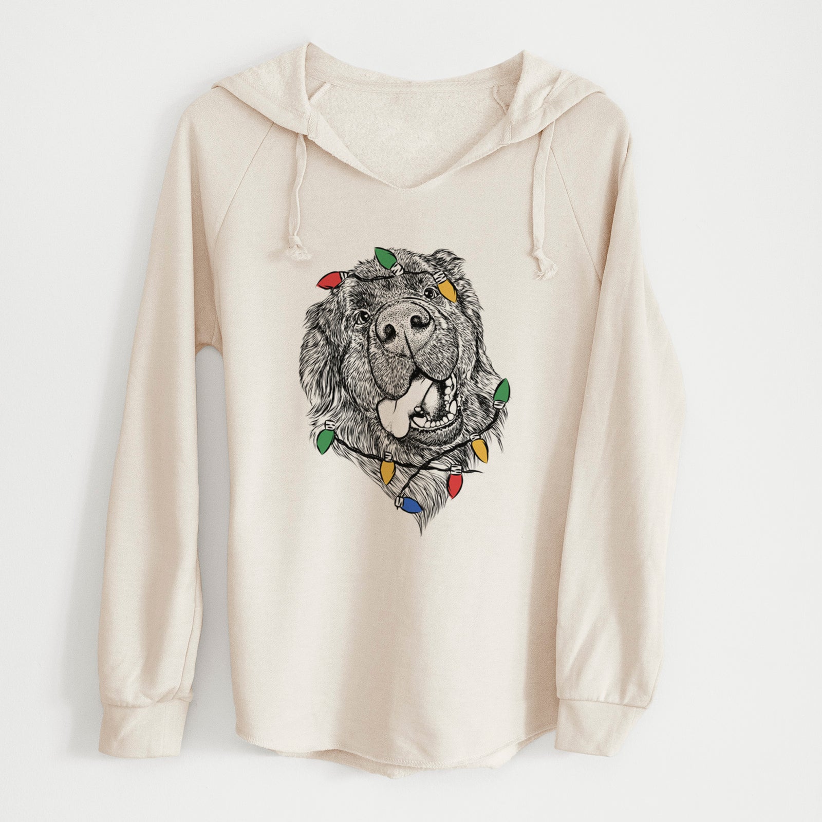 Christmas Lights Tuna the Newfoundland - Cali Wave Hooded Sweatshirt