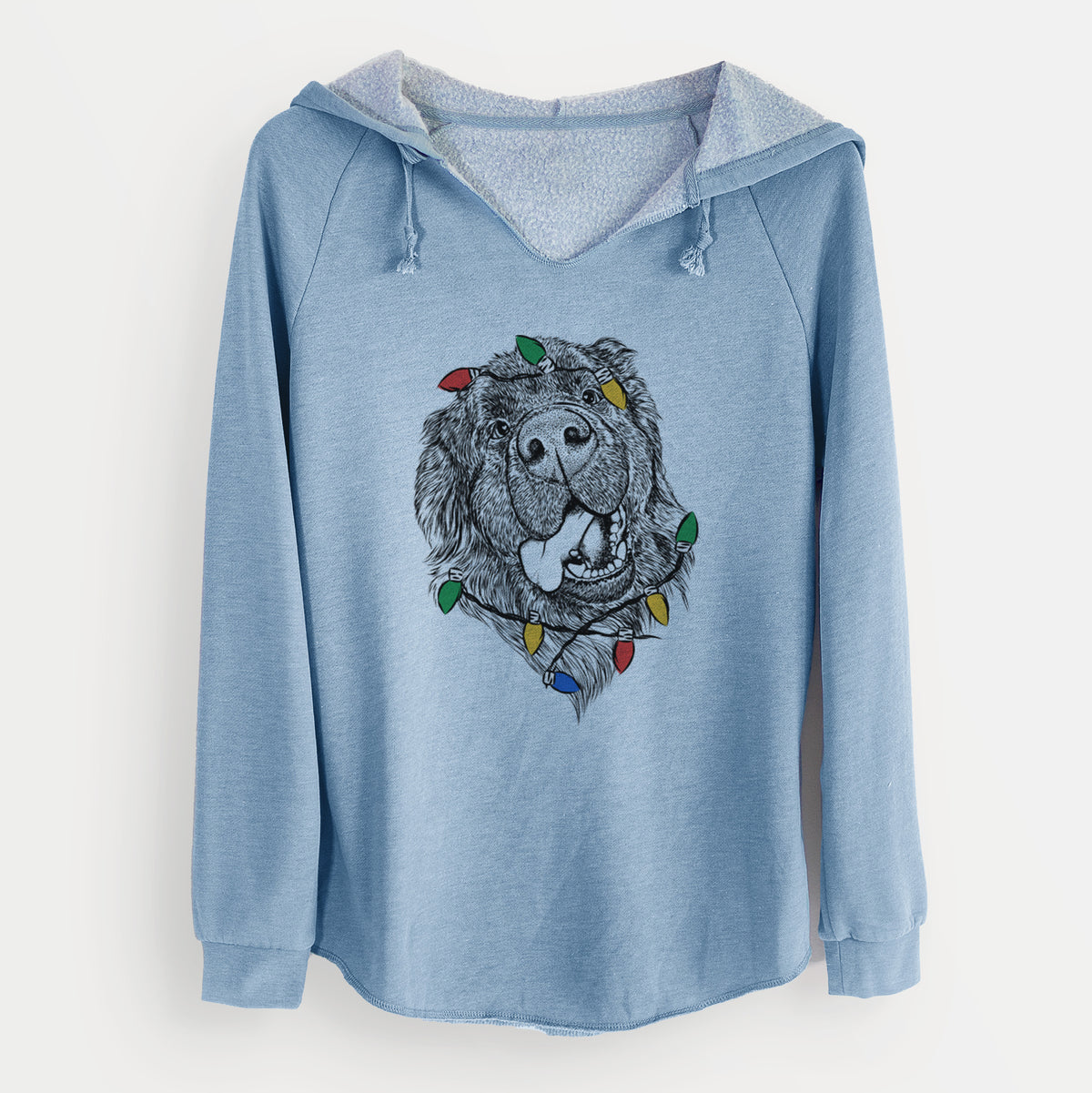 Christmas Lights Tuna the Newfoundland - Cali Wave Hooded Sweatshirt