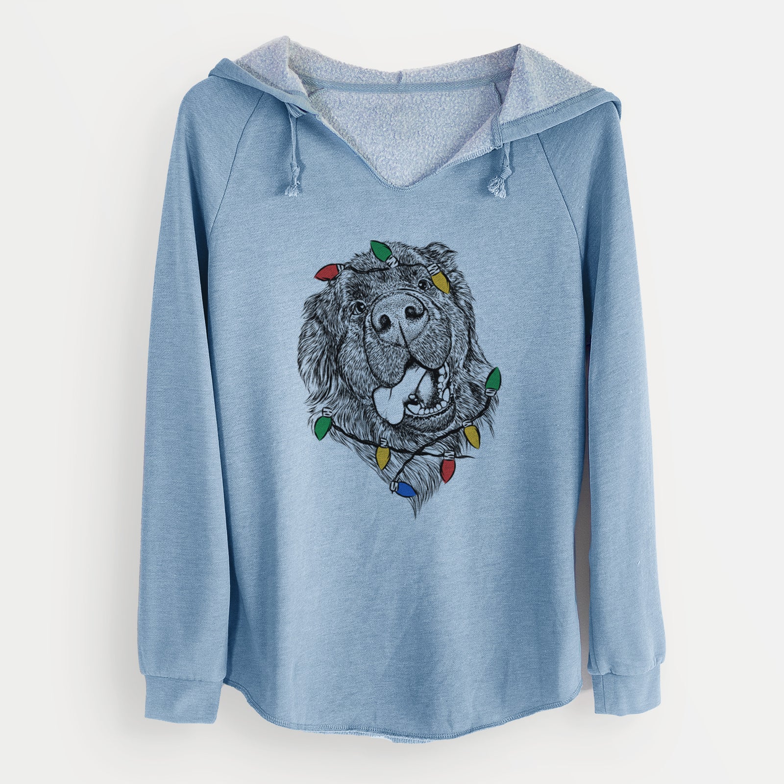 Christmas Lights Tuna the Newfoundland - Cali Wave Hooded Sweatshirt