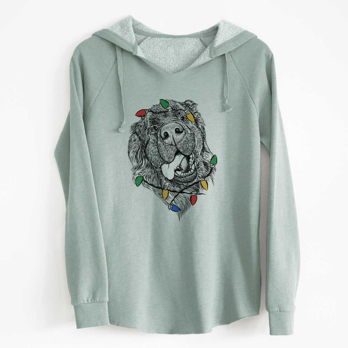 Christmas Lights Tuna the Newfoundland - Cali Wave Hooded Sweatshirt