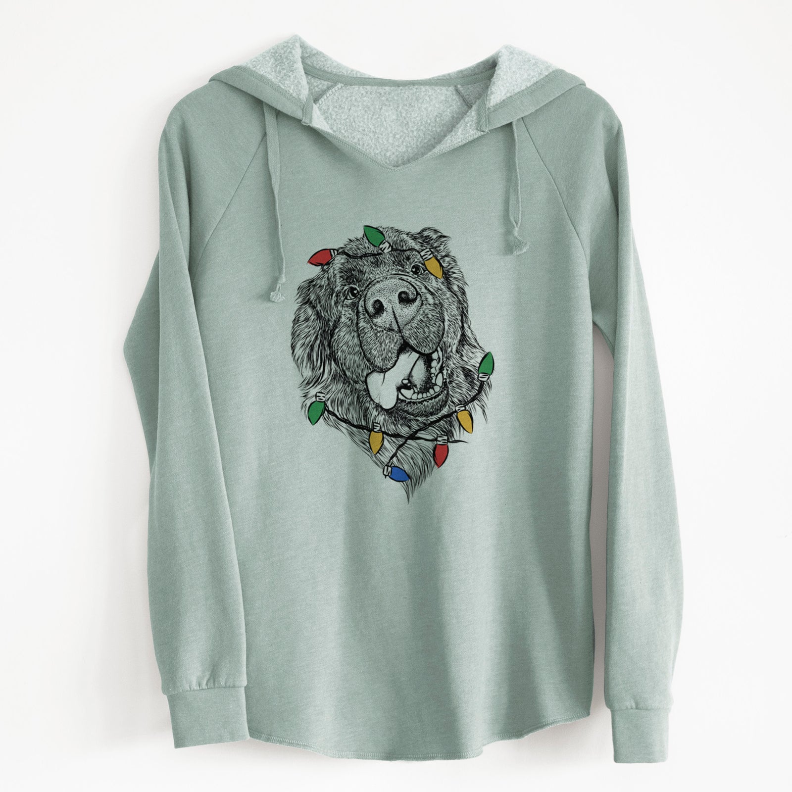 Christmas Lights Tuna the Newfoundland - Cali Wave Hooded Sweatshirt