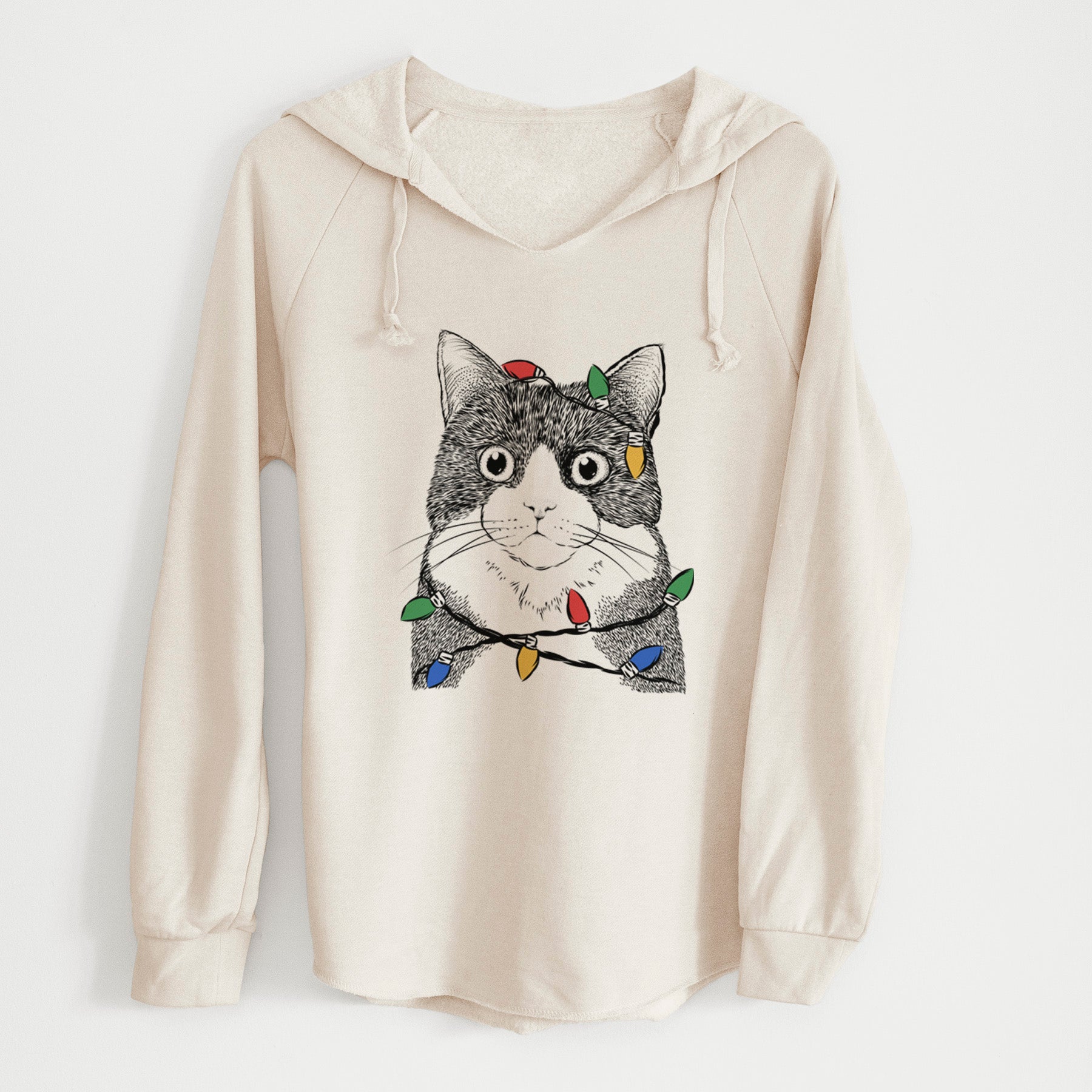 Christmas Lights Tux the Tuxedo Cat - Cali Wave Hooded Sweatshirt