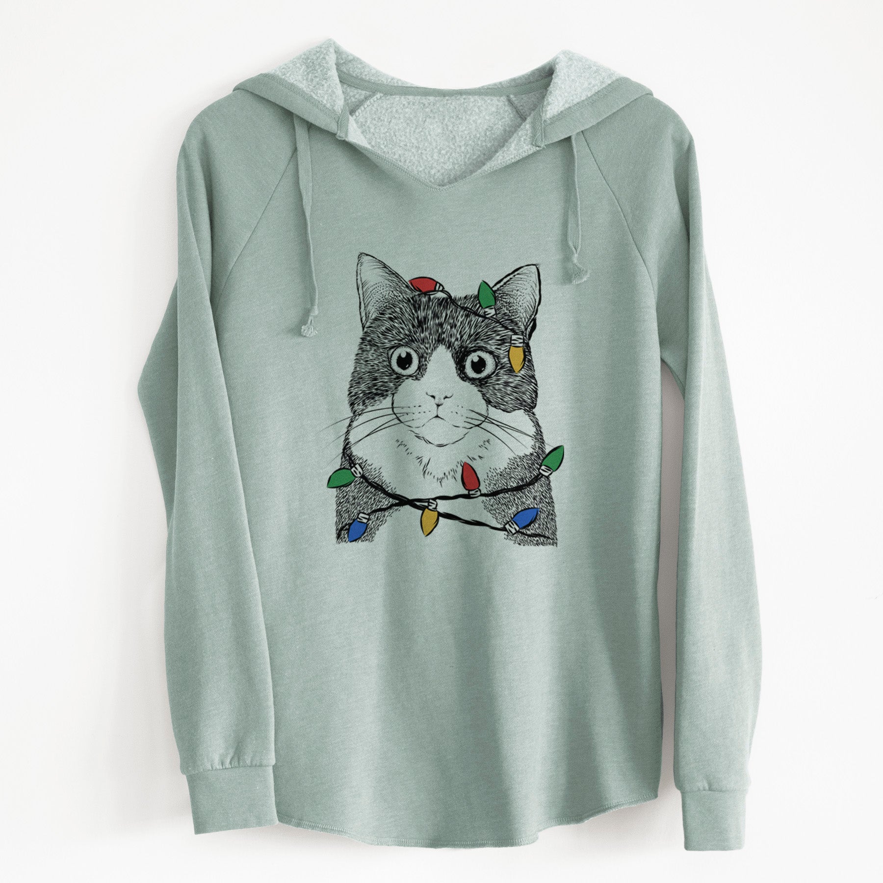 Christmas Lights Tux the Tuxedo Cat - Cali Wave Hooded Sweatshirt