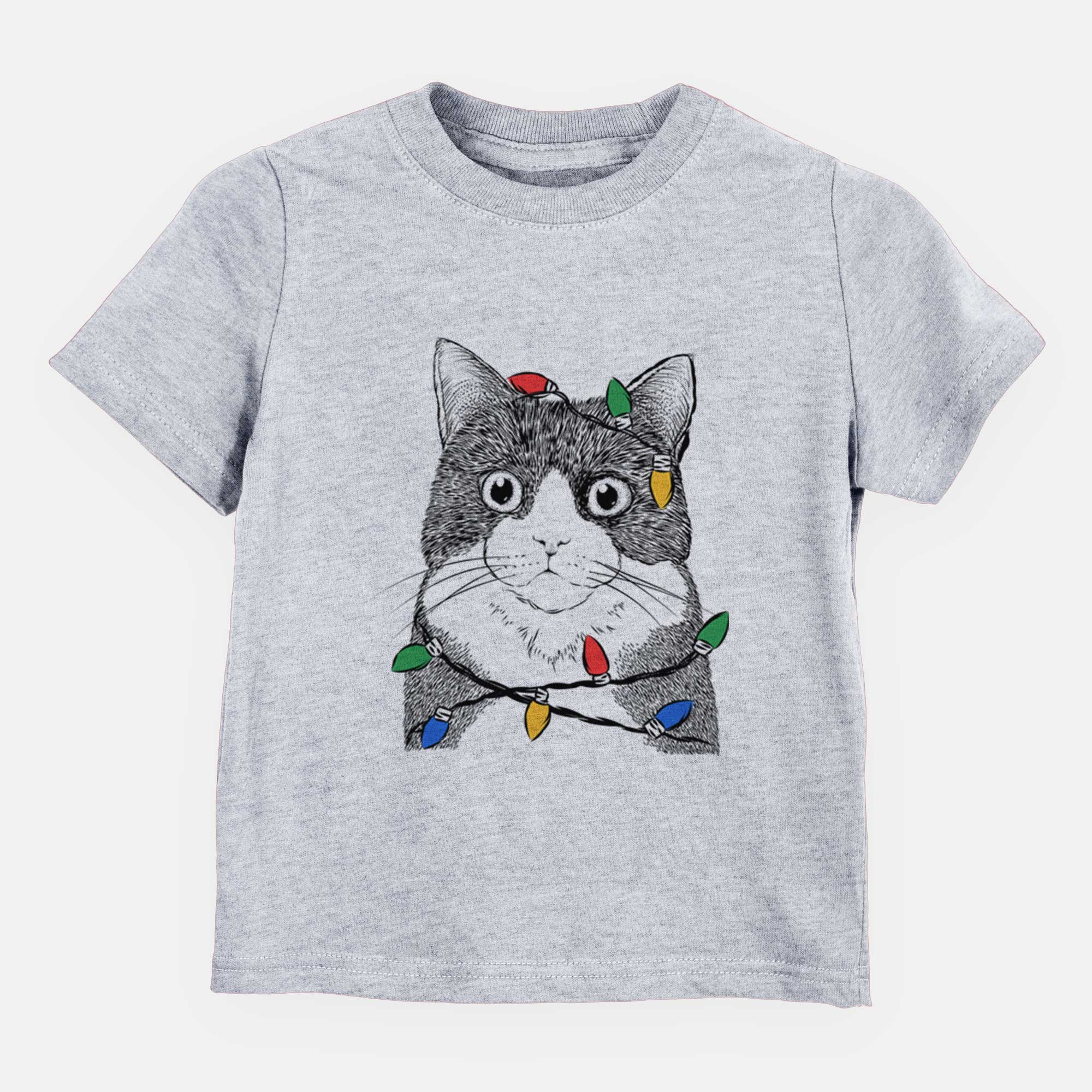 Christmas Lights Tux the Tuxedo Cat - Kids/Youth/Toddler Shirt