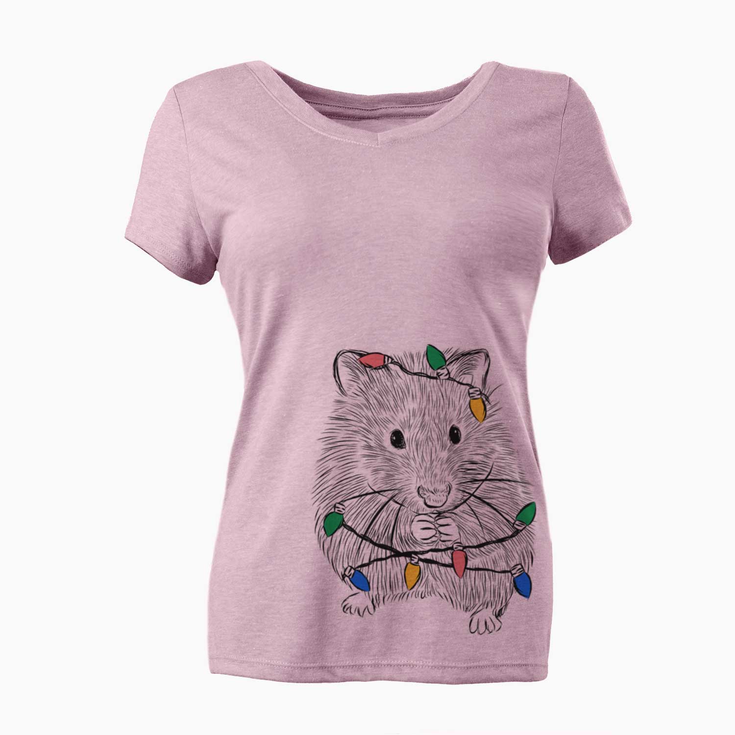 Christmas Lights Twitch the Hamster - Women's V-neck Shirt