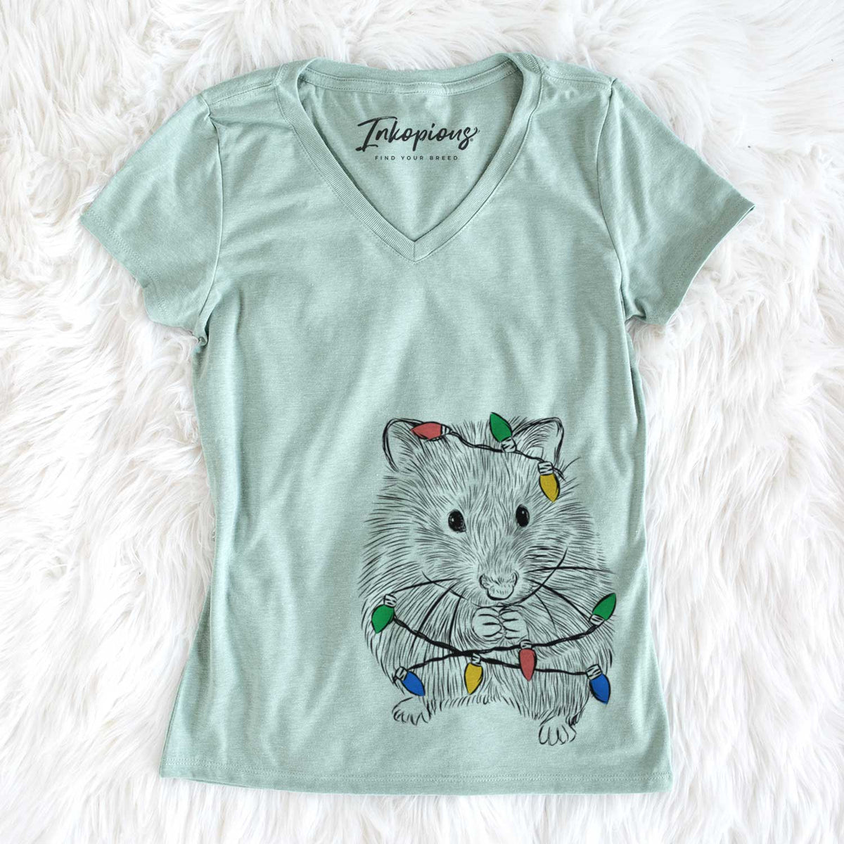 Christmas Lights Twitch the Hamster - Women&#39;s V-neck Shirt