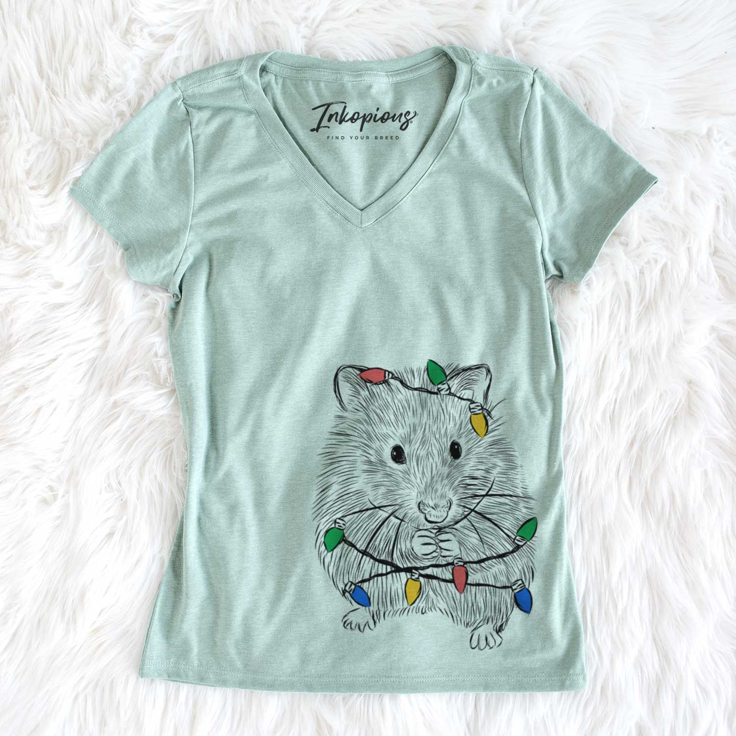 Christmas Lights Twitch the Hamster - Women's V-neck Shirt