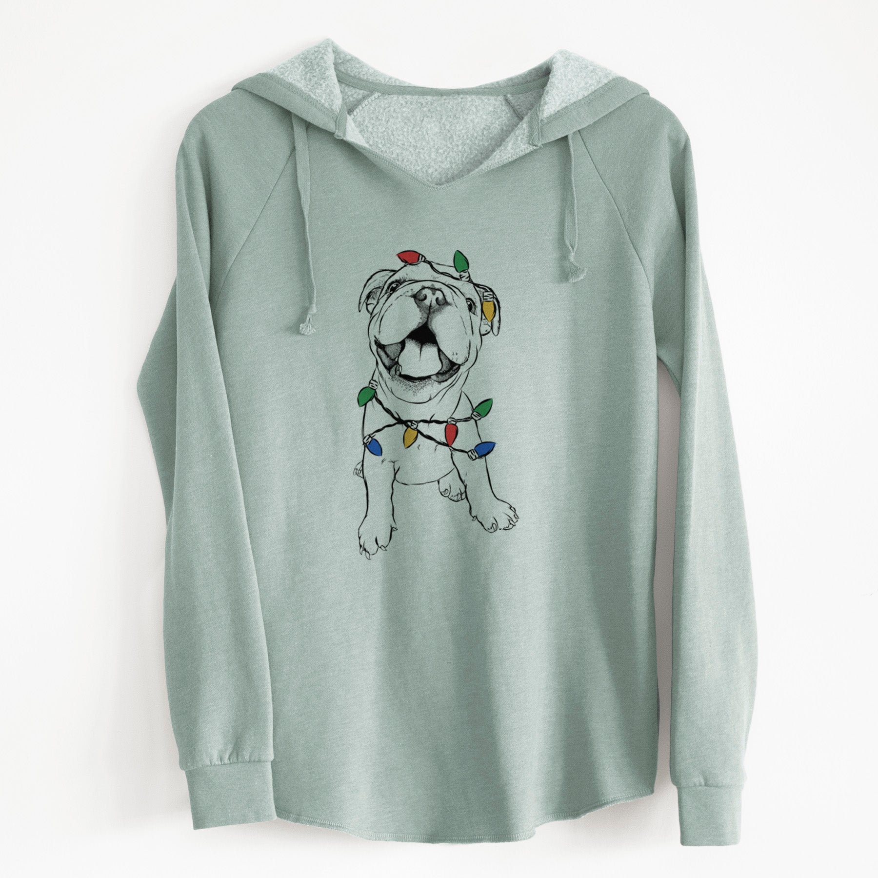 Christmas Lights Tyke the English Bulldog - Cali Wave Hooded Sweatshirt