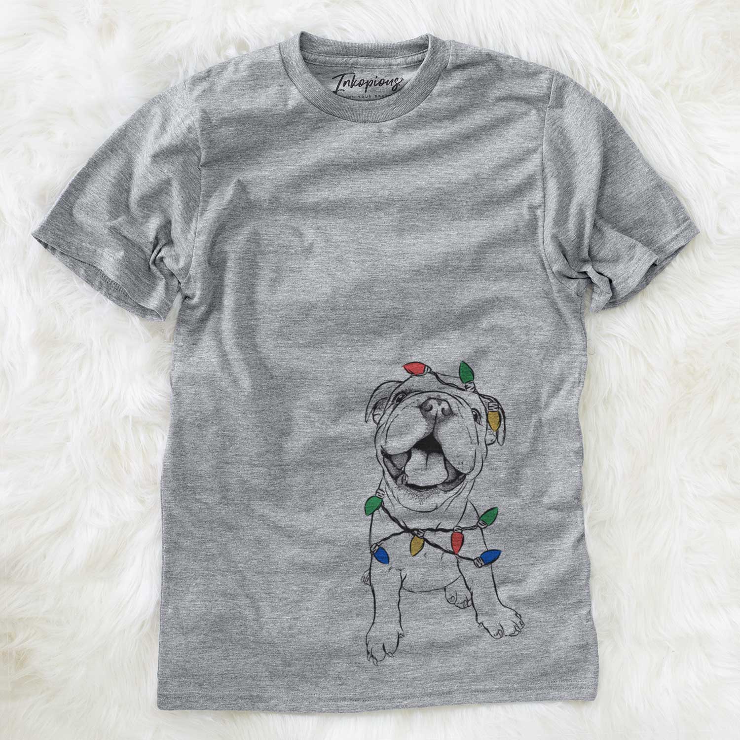 Christmas Lights Tyke the English Bulldog - Unisex Crewneck