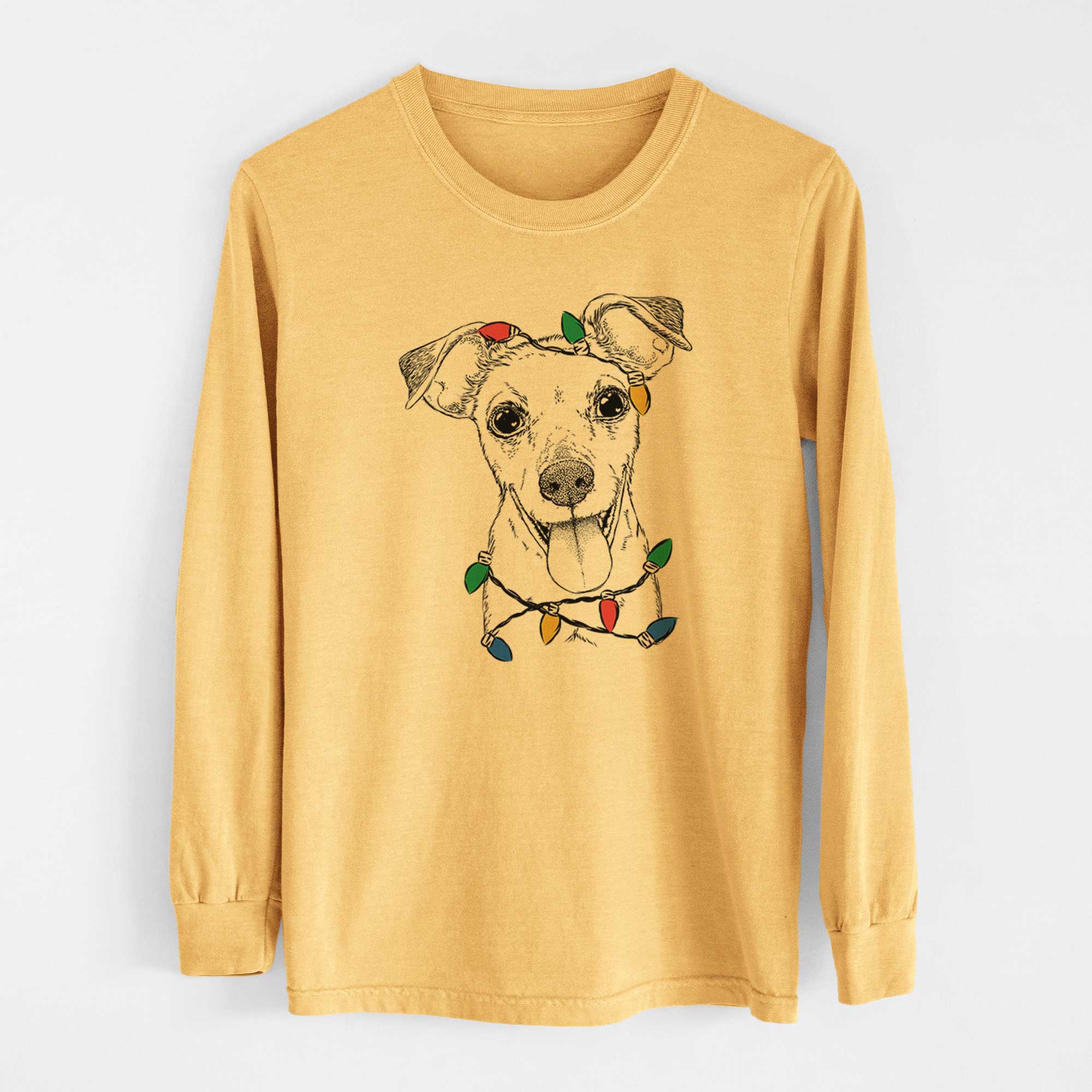Christmas Lights Tyler the Mixed Breed - Heavyweight 100% Cotton Long Sleeve